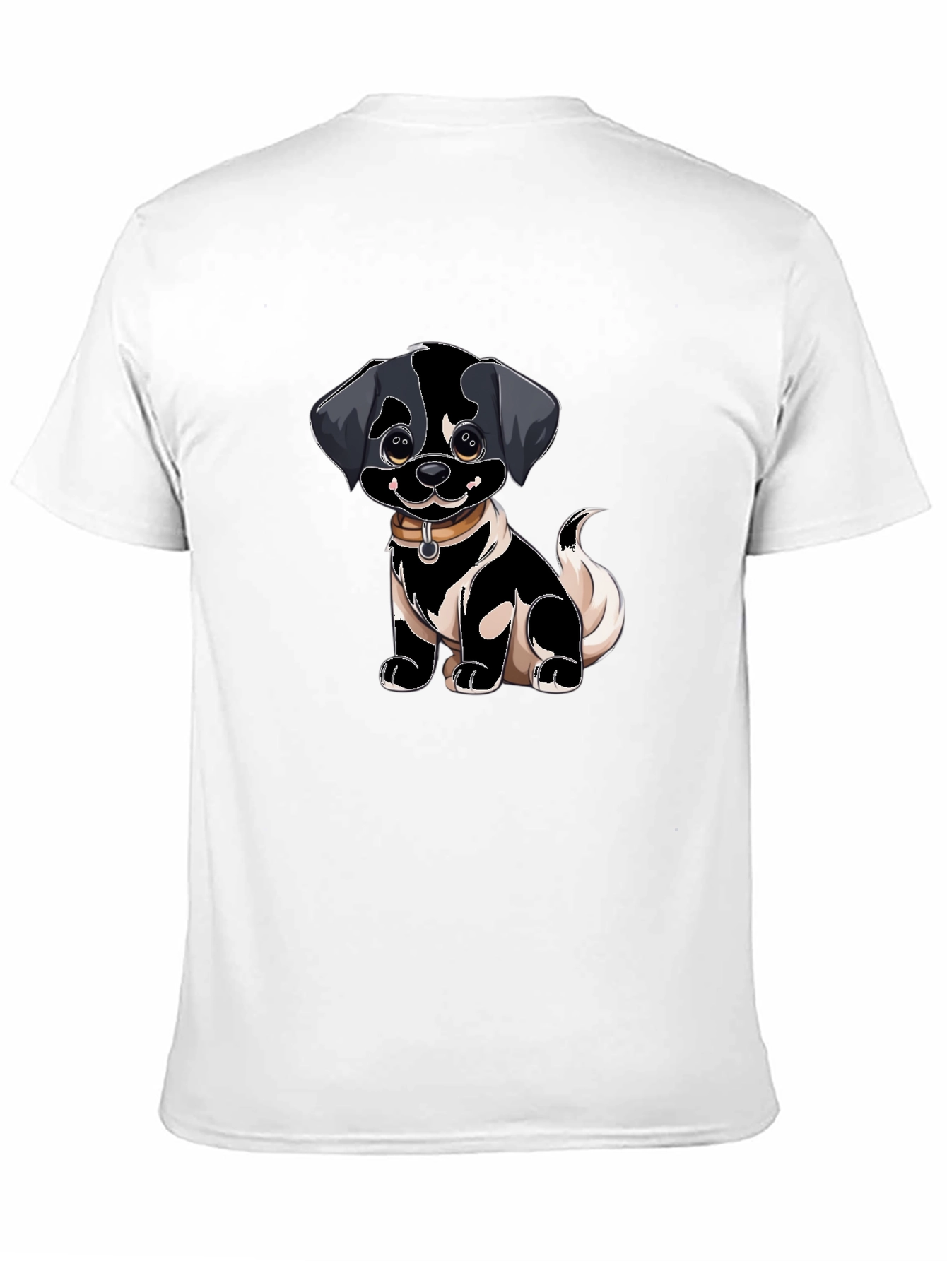 Cartoon Puppy Dog Graphic Black T-Shirt