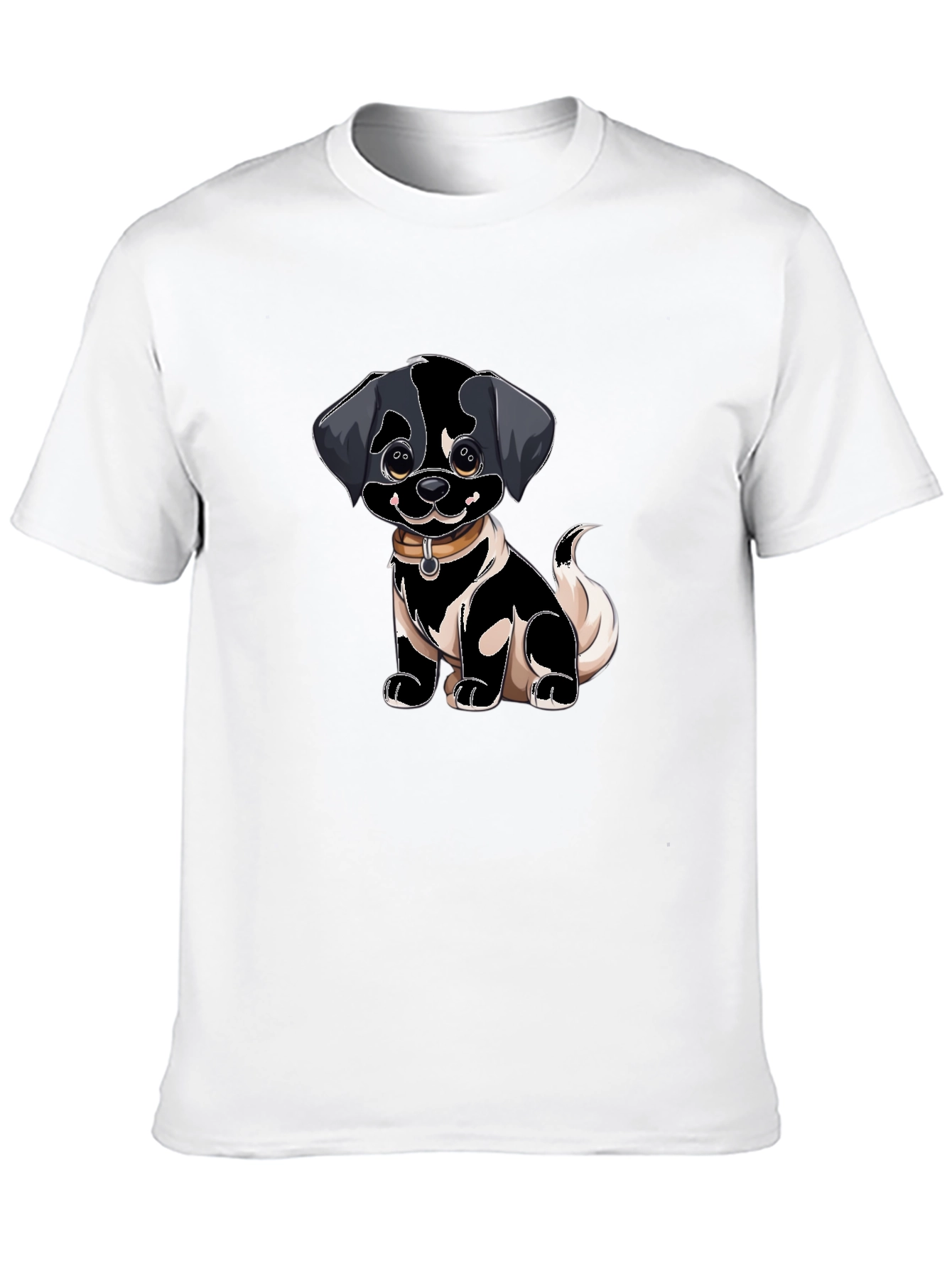 Cartoon Puppy Dog Graphic Black T-Shirt