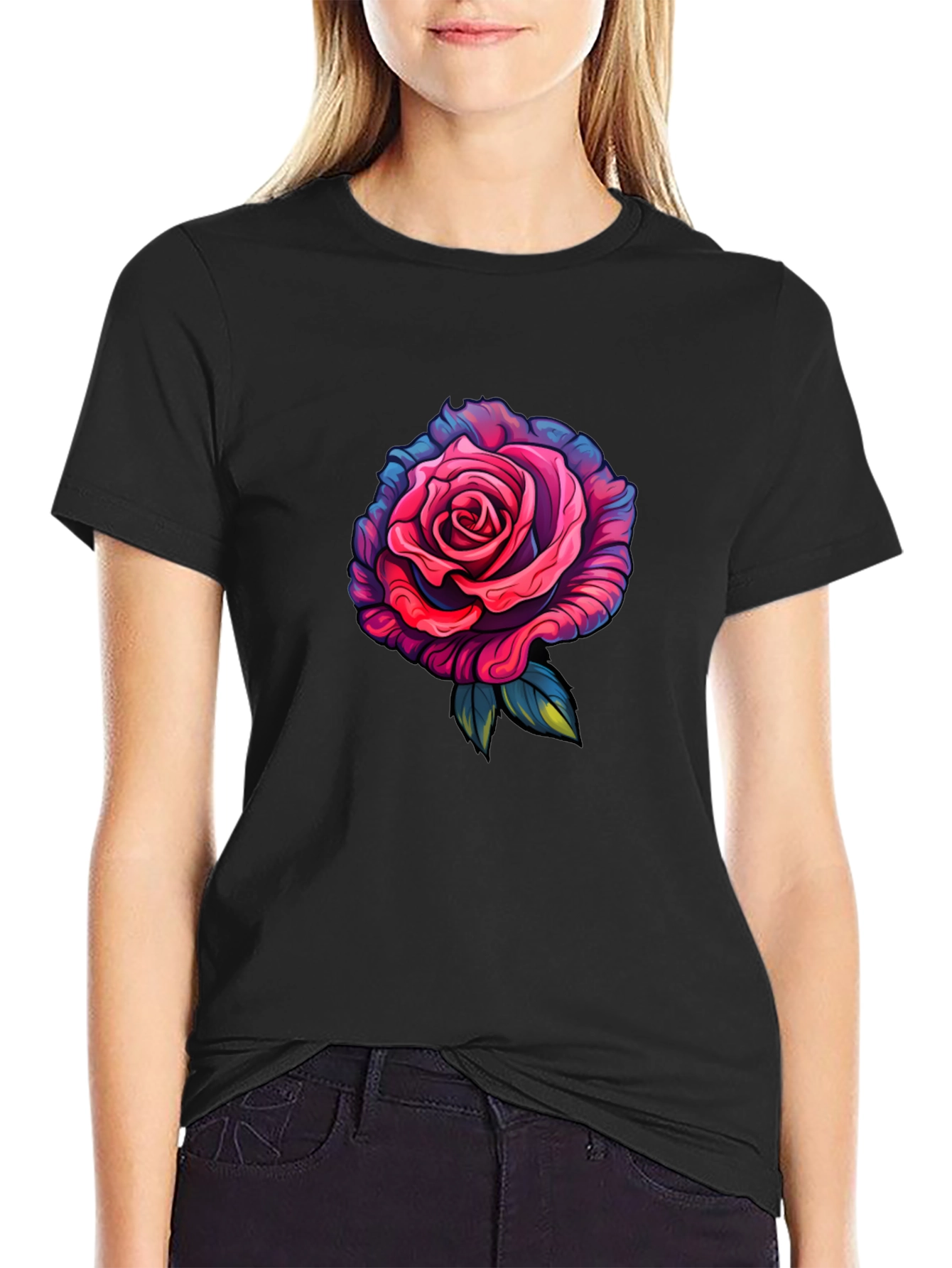 Rose Graphic T-Shirt - Black