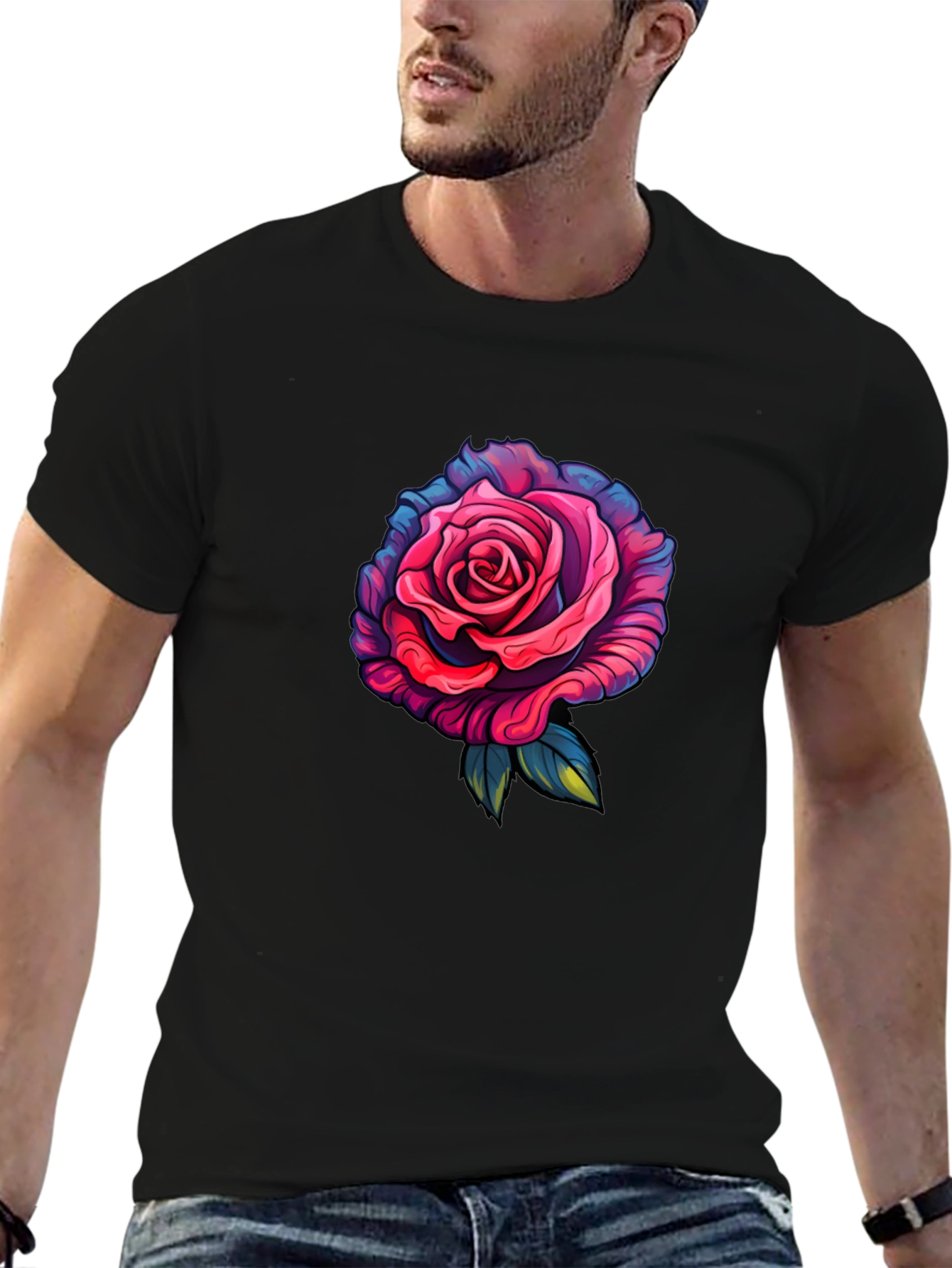 Rose Graphic T-Shirt - Black