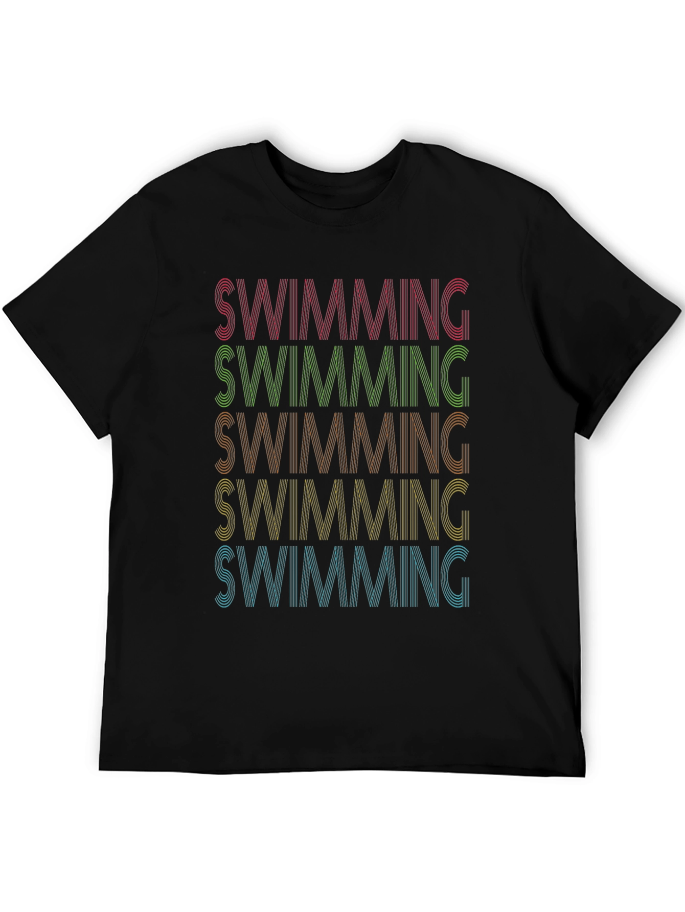 Swimming Retro Style T-Shirt - Black