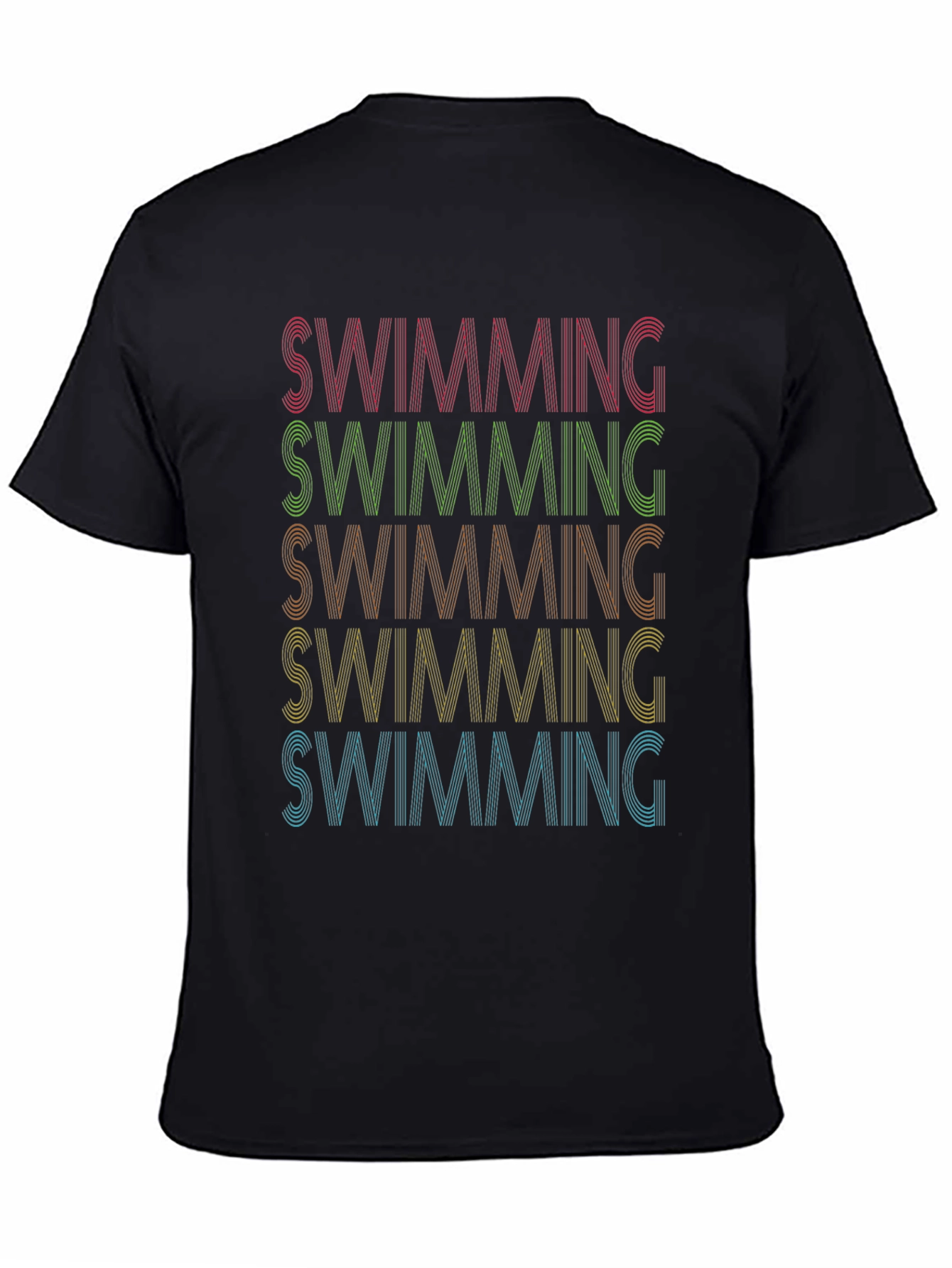 Swimming Retro Style T-Shirt - Black