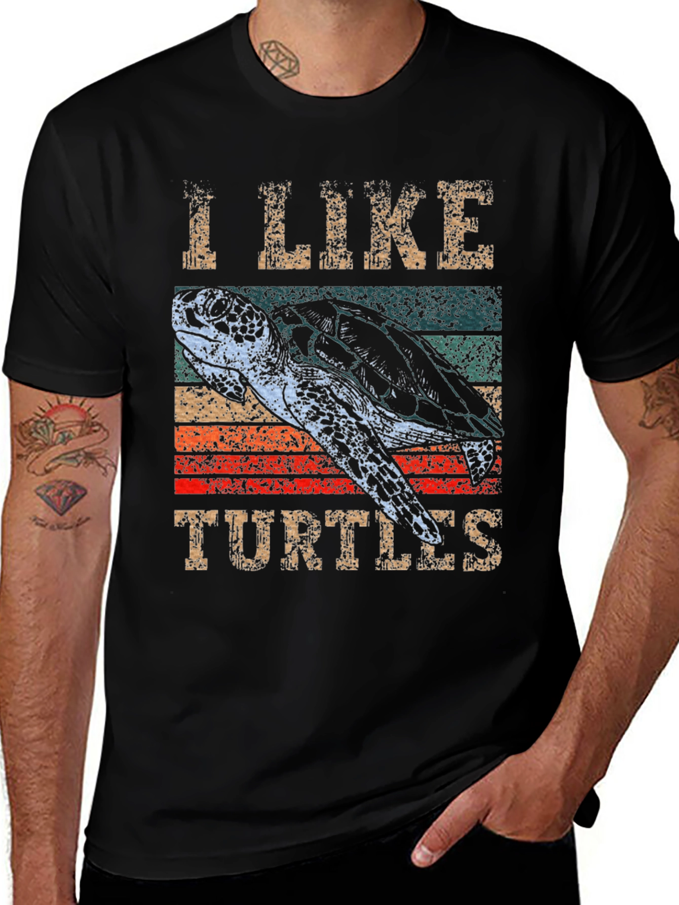 I Like Turtles Graphic Tee - Retro Style