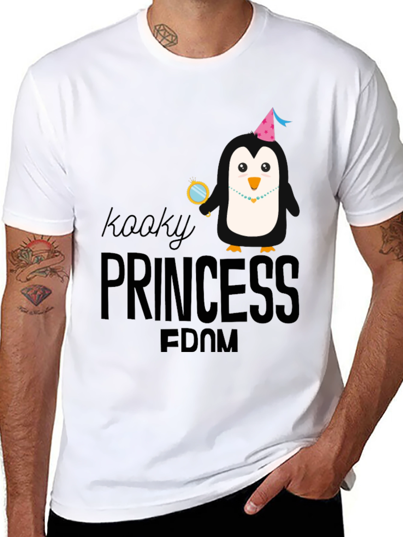 Kooky Princess Penguin Black T-Shirt