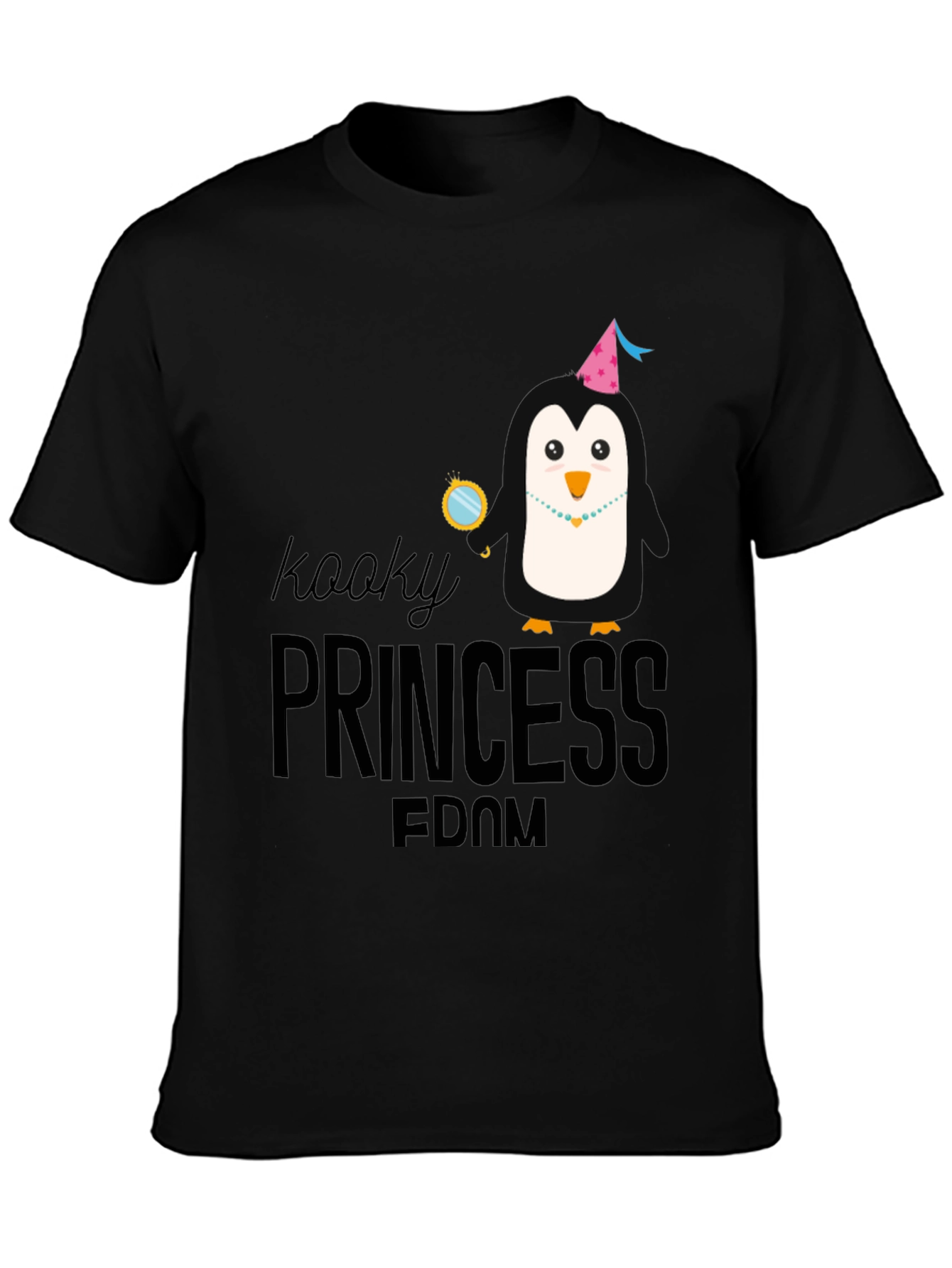 Kooky Princess Penguin Black T-Shirt