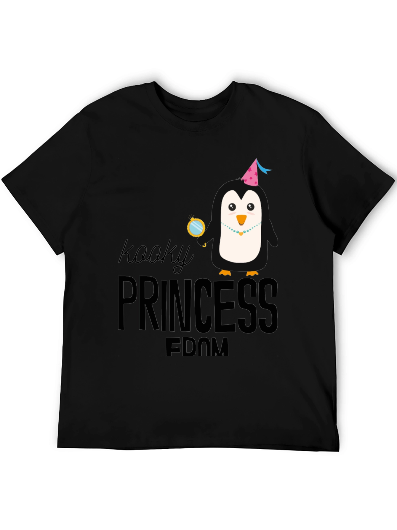 Kooky Princess Penguin Black T-Shirt