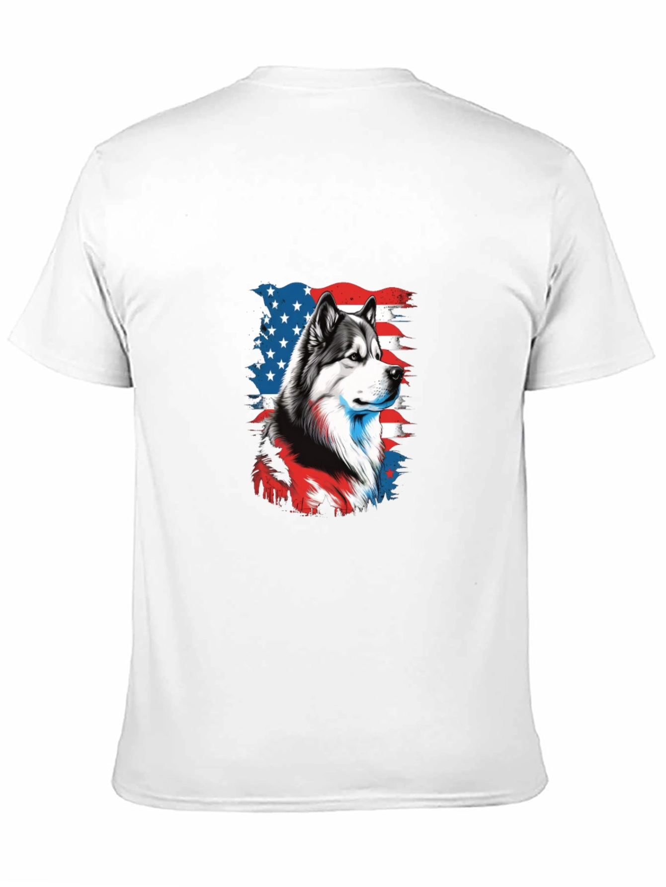 Patriotic Husky Graphic Tee - Mens Black T-Shirt