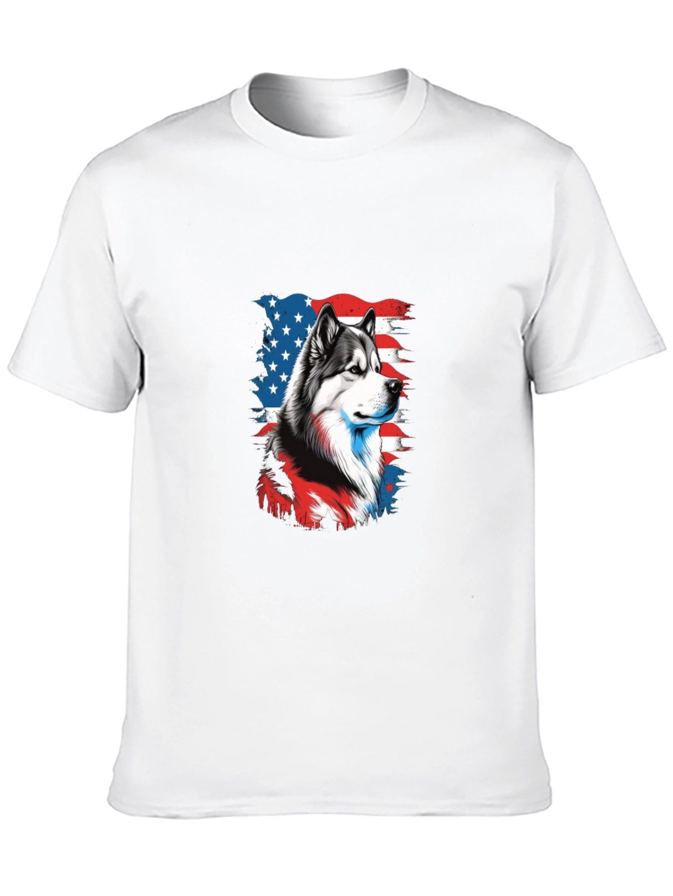 Patriotic Husky Graphic Tee - Mens Black T-Shirt