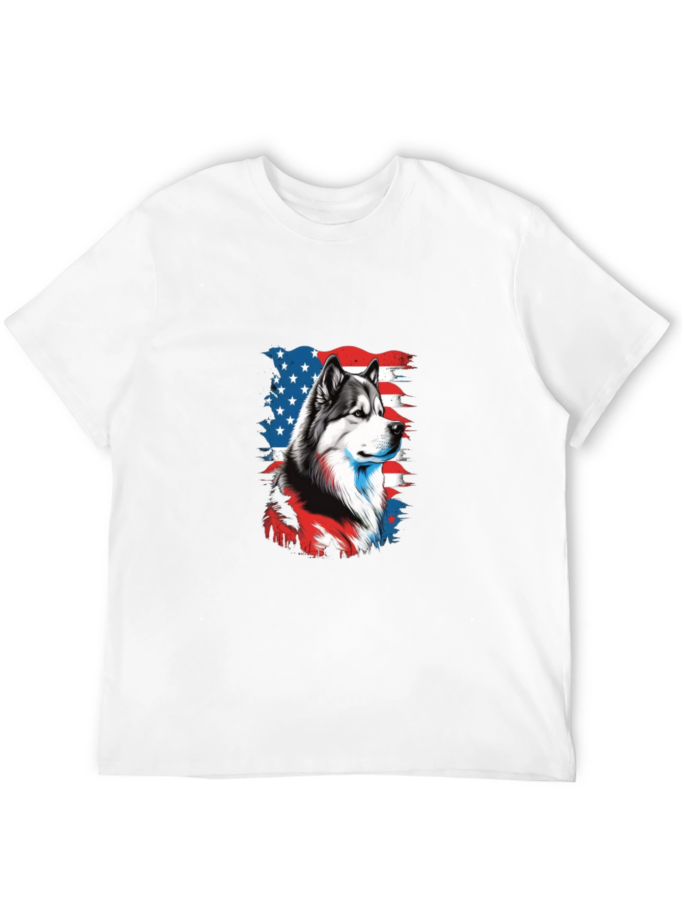 Patriotic Husky Graphic Tee - Mens Black T-Shirt
