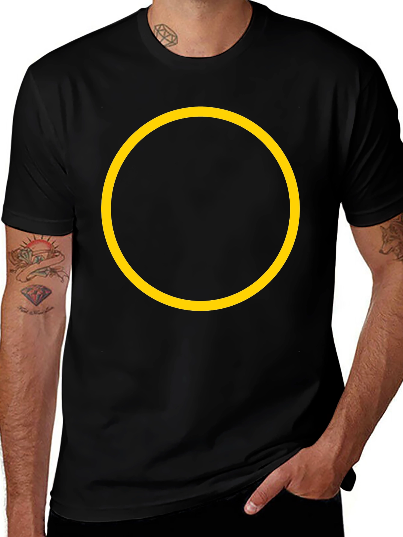 Black Tee with Yellow Circle Graphic