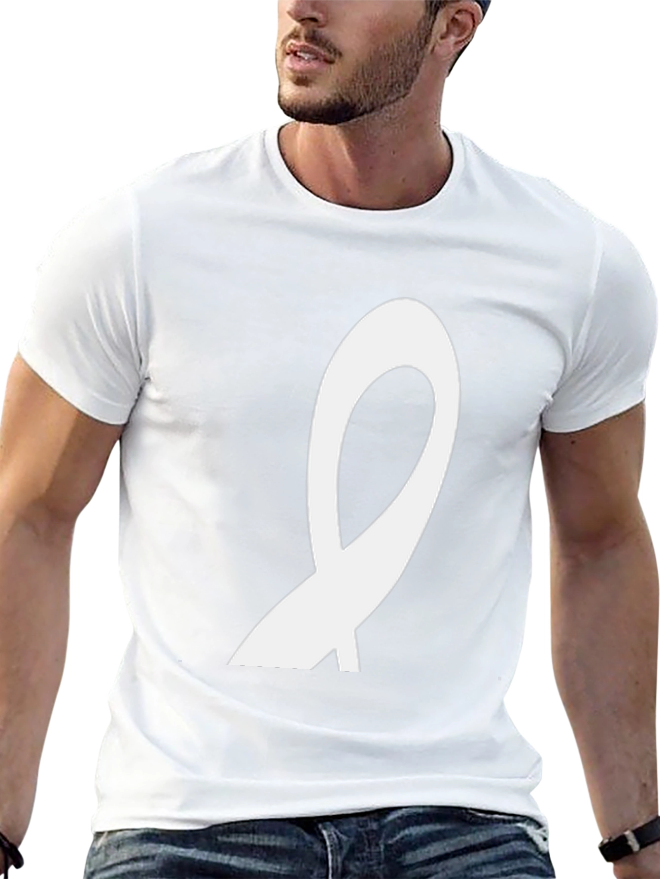 Minimalist White Ribbon Graphic Tee