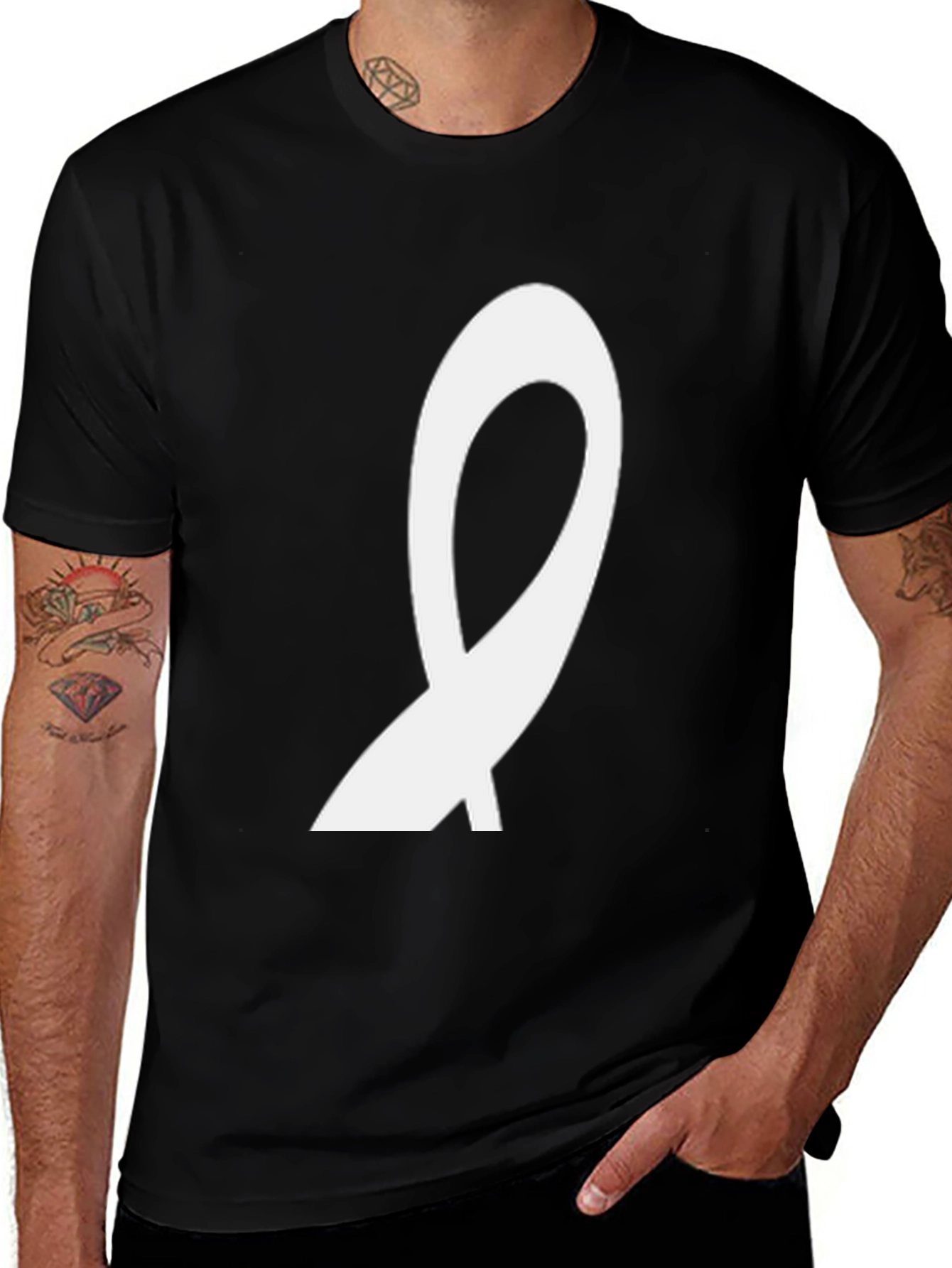Minimalist White Ribbon Graphic Tee