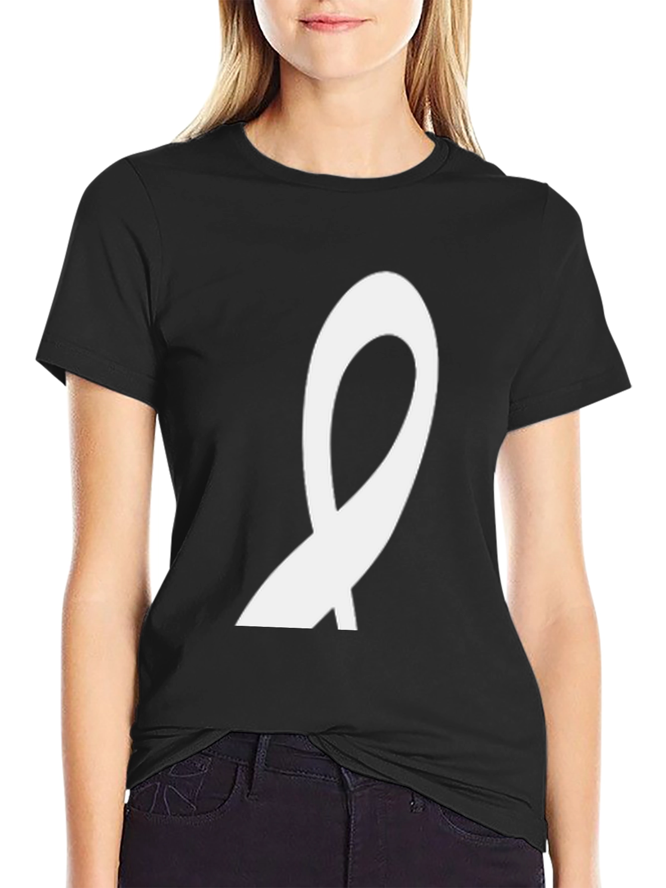 Minimalist White Ribbon Graphic Tee