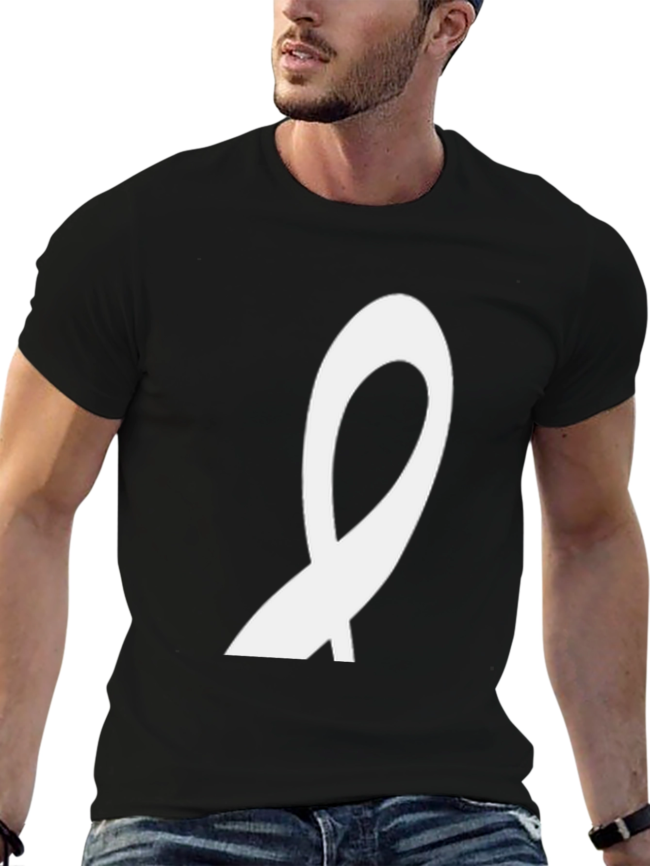 Minimalist White Ribbon Graphic Tee