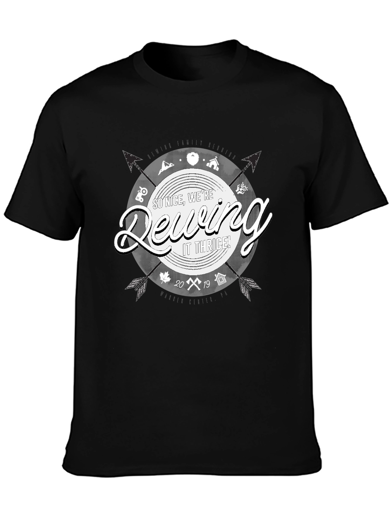 Dewing It Thrice Black Graphic T-Shirt