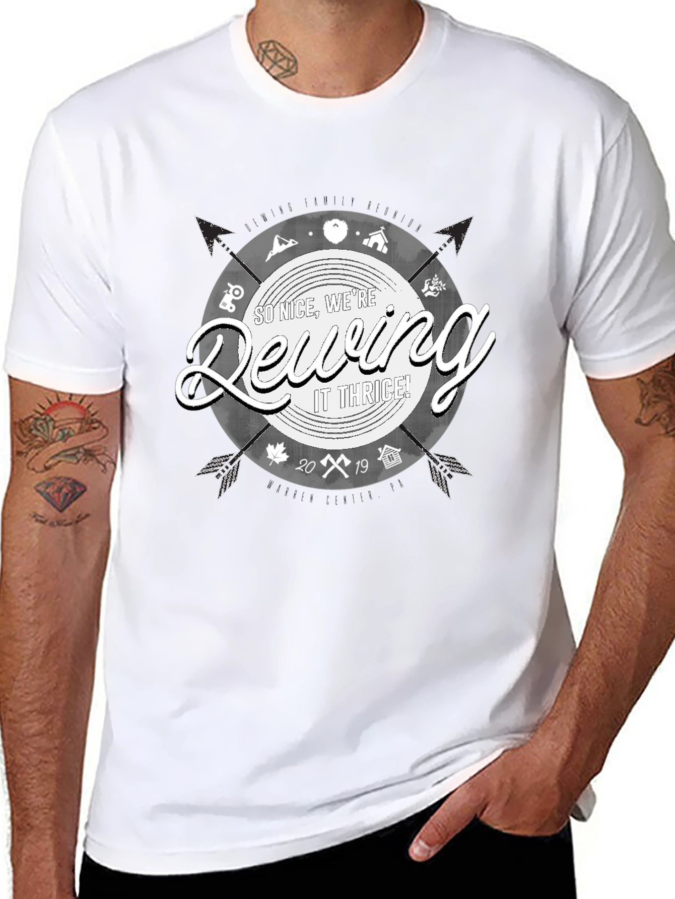 Dewing It Thrice Black Graphic T-Shirt