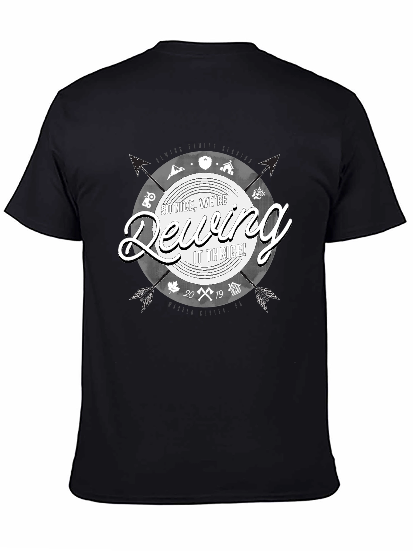 Dewing It Thrice Black Graphic T-Shirt