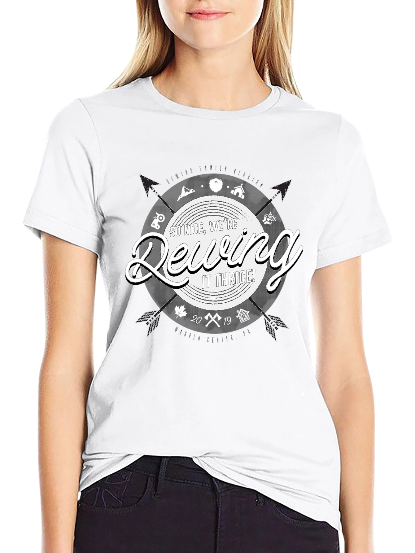 Dewing It Thrice Black Graphic T-Shirt