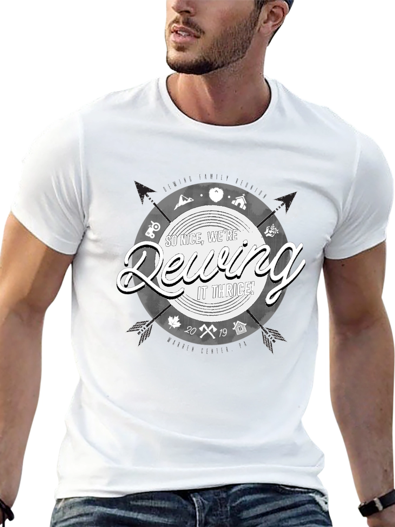 Dewing It Thrice Black Graphic T-Shirt
