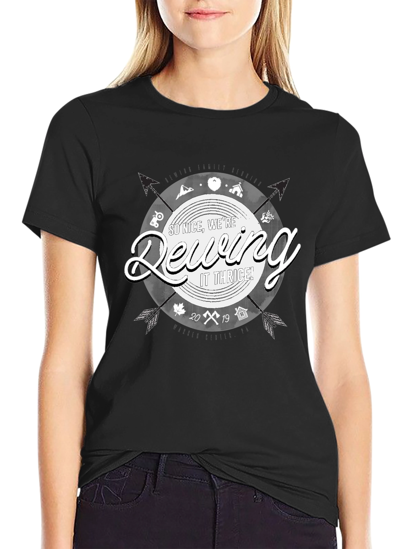 Dewing It Thrice Black Graphic T-Shirt