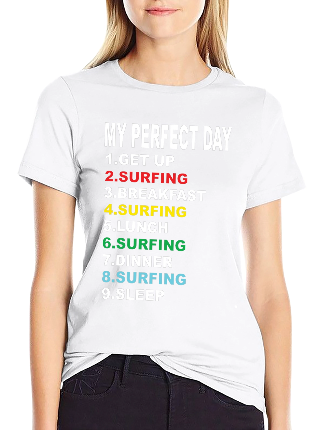 My Perfect Day Surfing T-Shirt - Black Cotton Tee