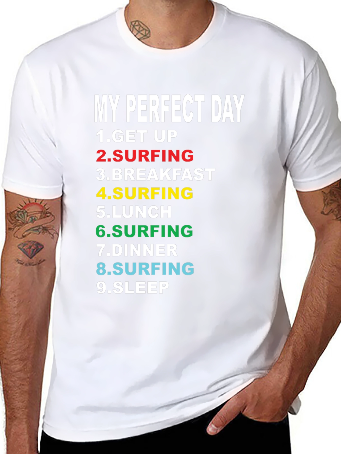 My Perfect Day Surfing T-Shirt - Black Cotton Tee
