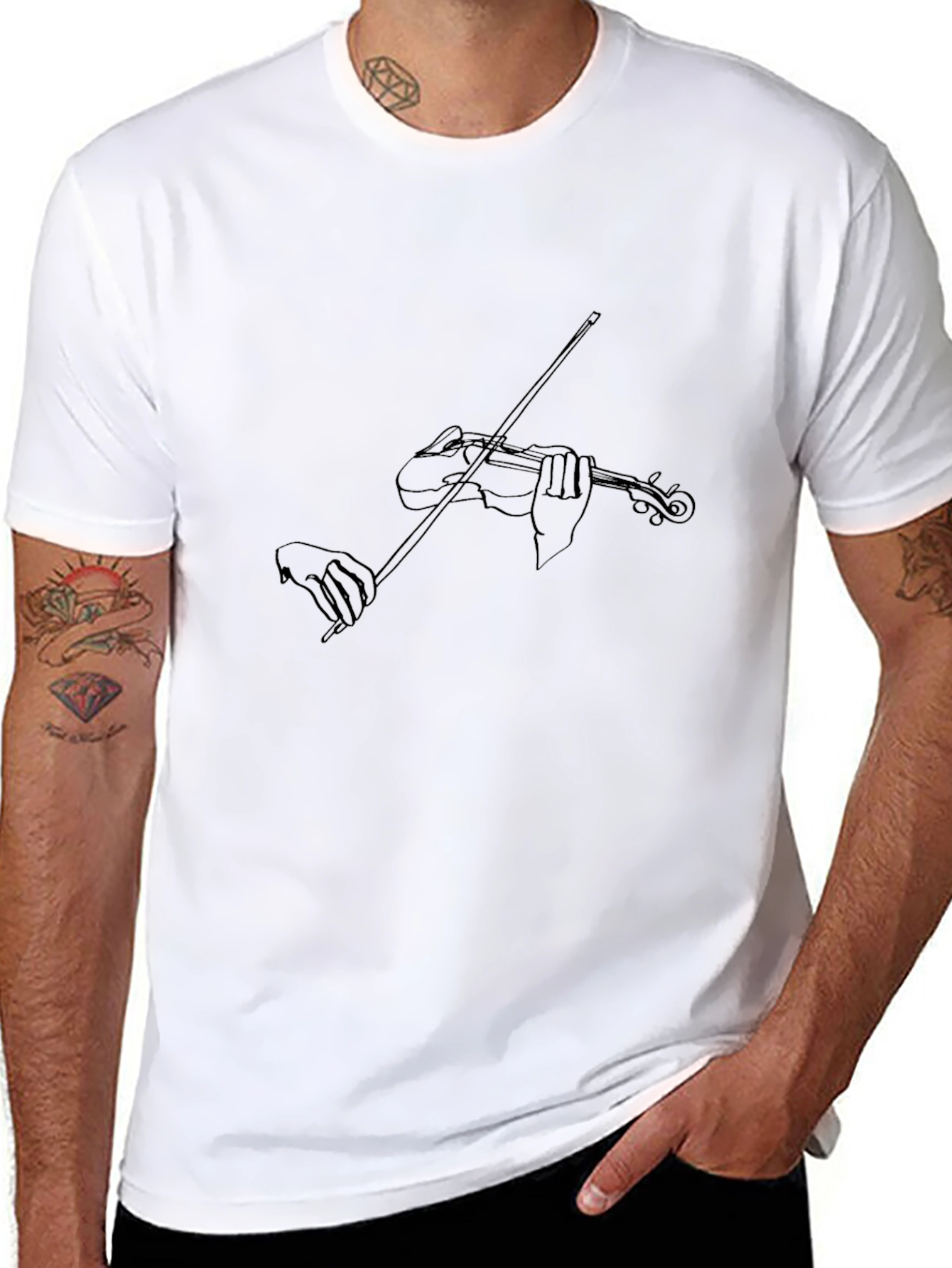 Violin Player Graphic T-Shirt - Black