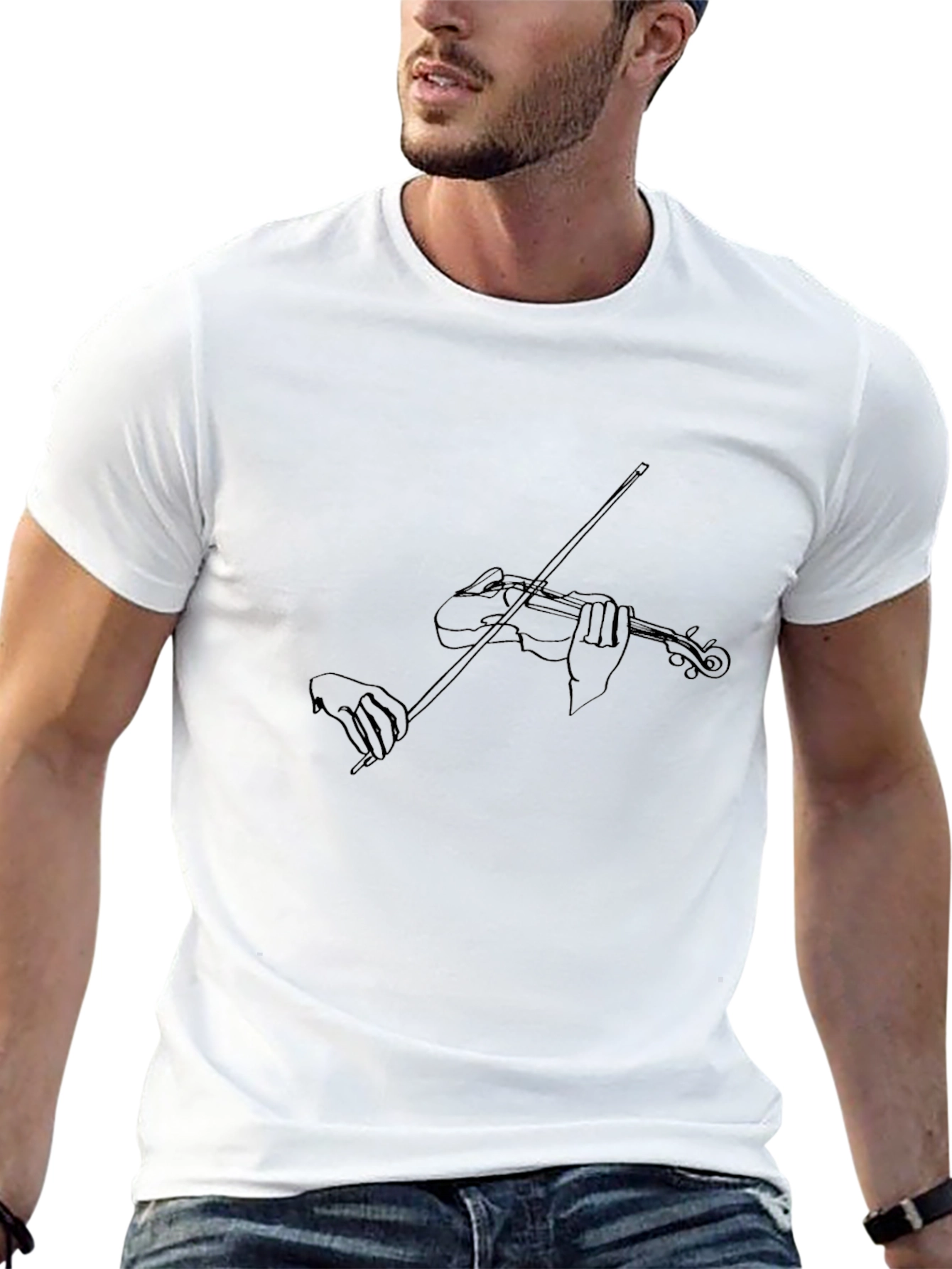 Violin Player Graphic T-Shirt - Black