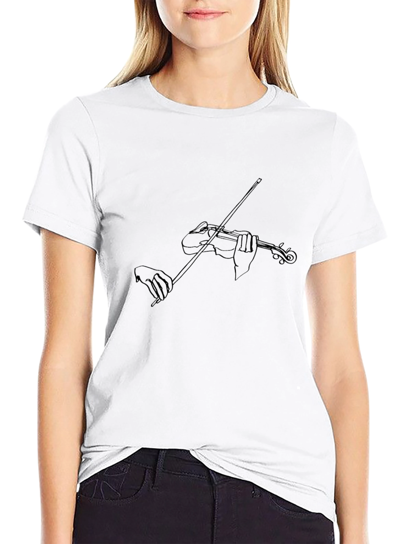 Violin Player Graphic T-Shirt - Black