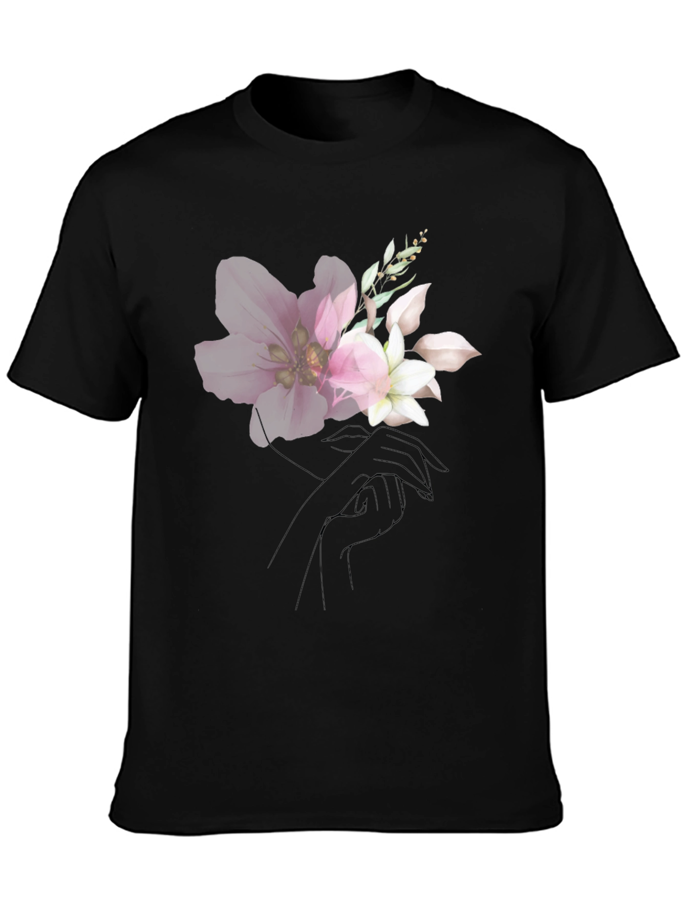 Floral Graphic Black T-Shirt - Modern Style