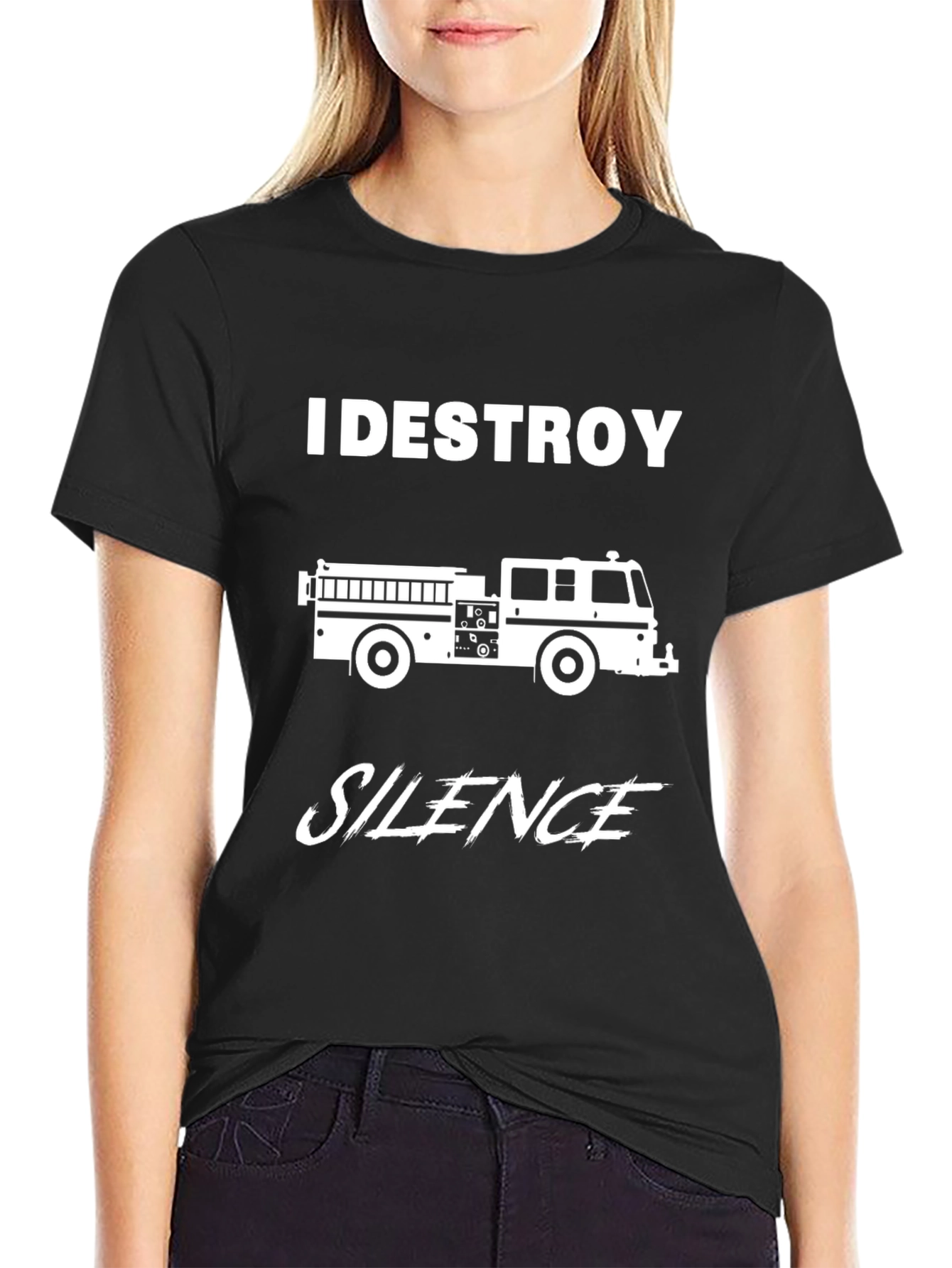 I Destroy Silence Fire Truck Graphic Tee