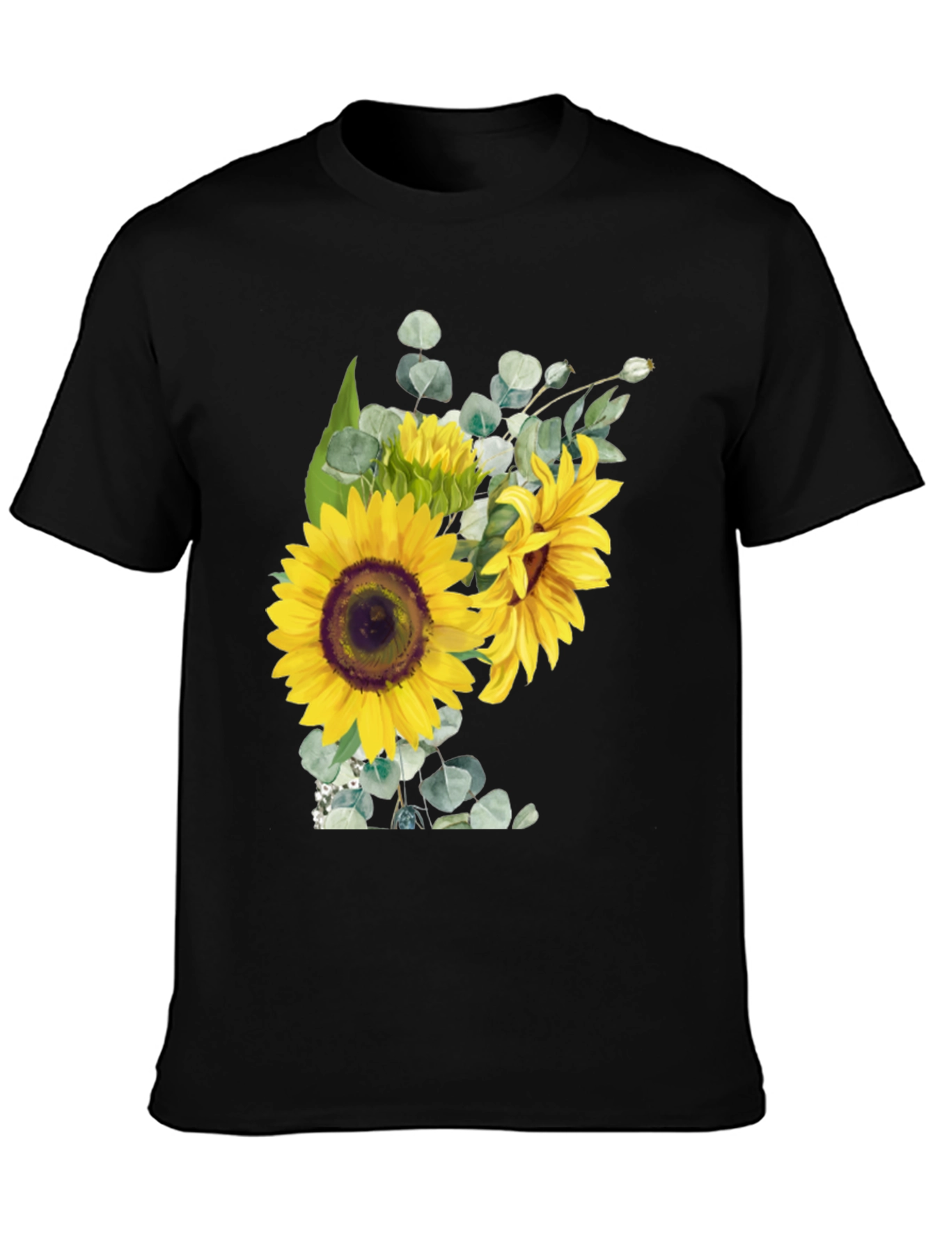 Sunflower Bouquet Graphic Tee - Black