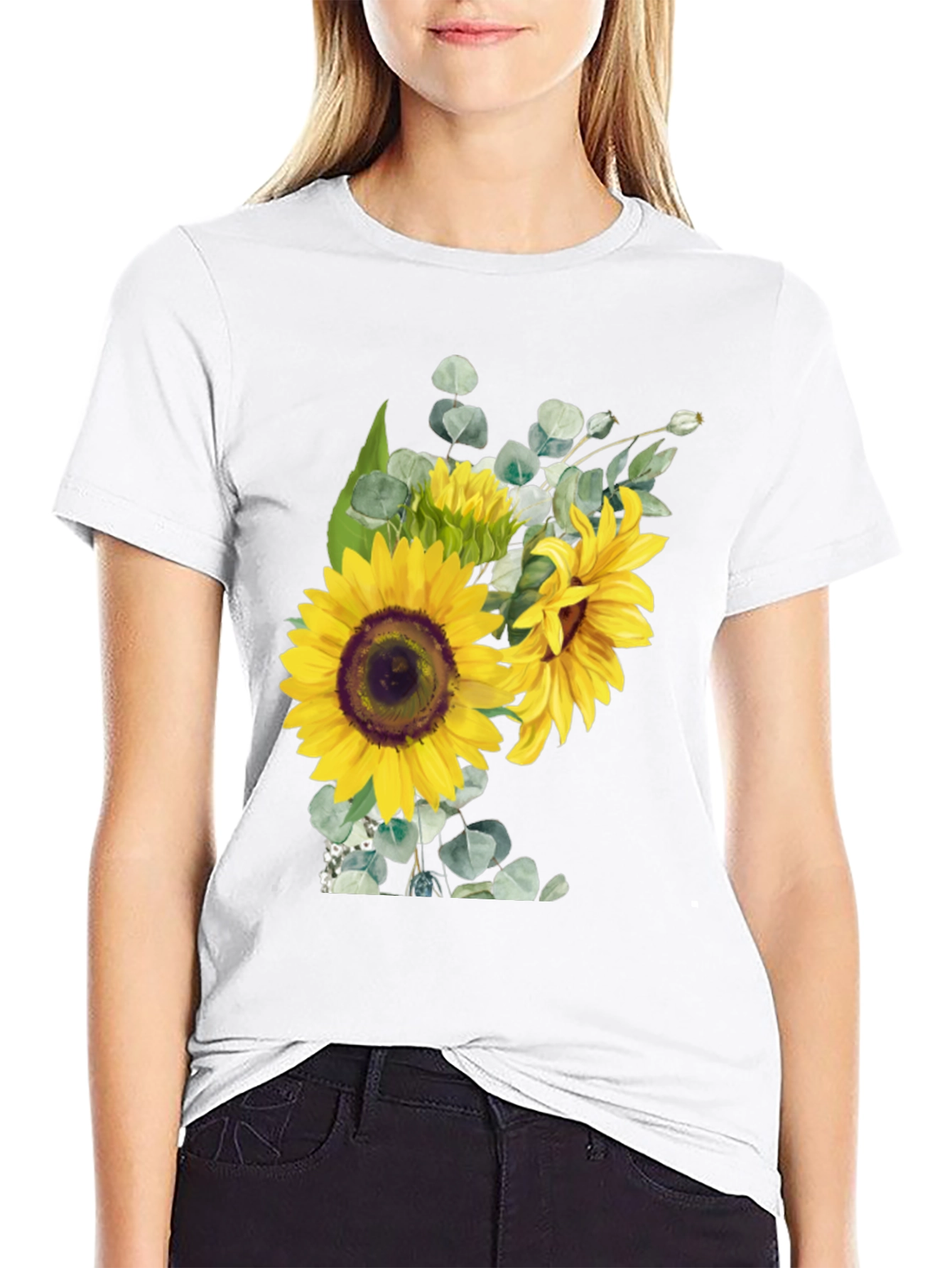 Sunflower Bouquet Graphic Tee - Black