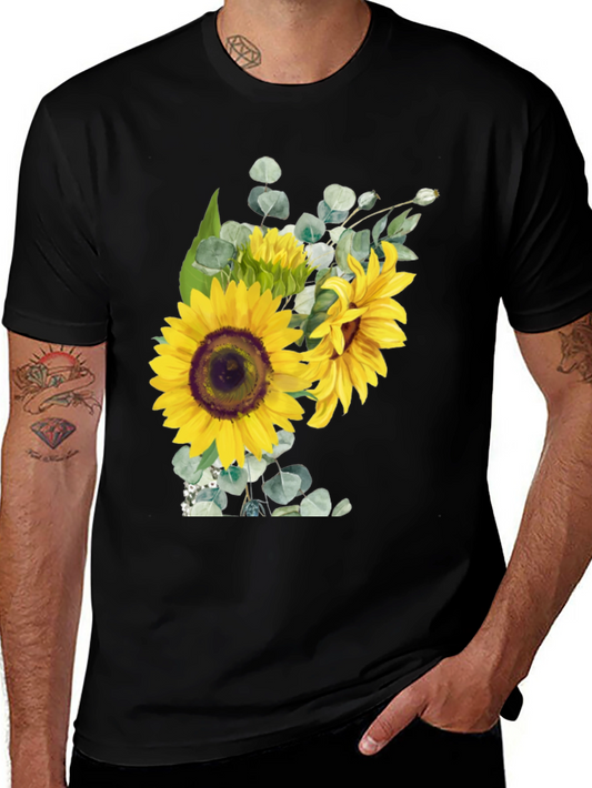 Sunflower Bouquet Graphic Tee - Black