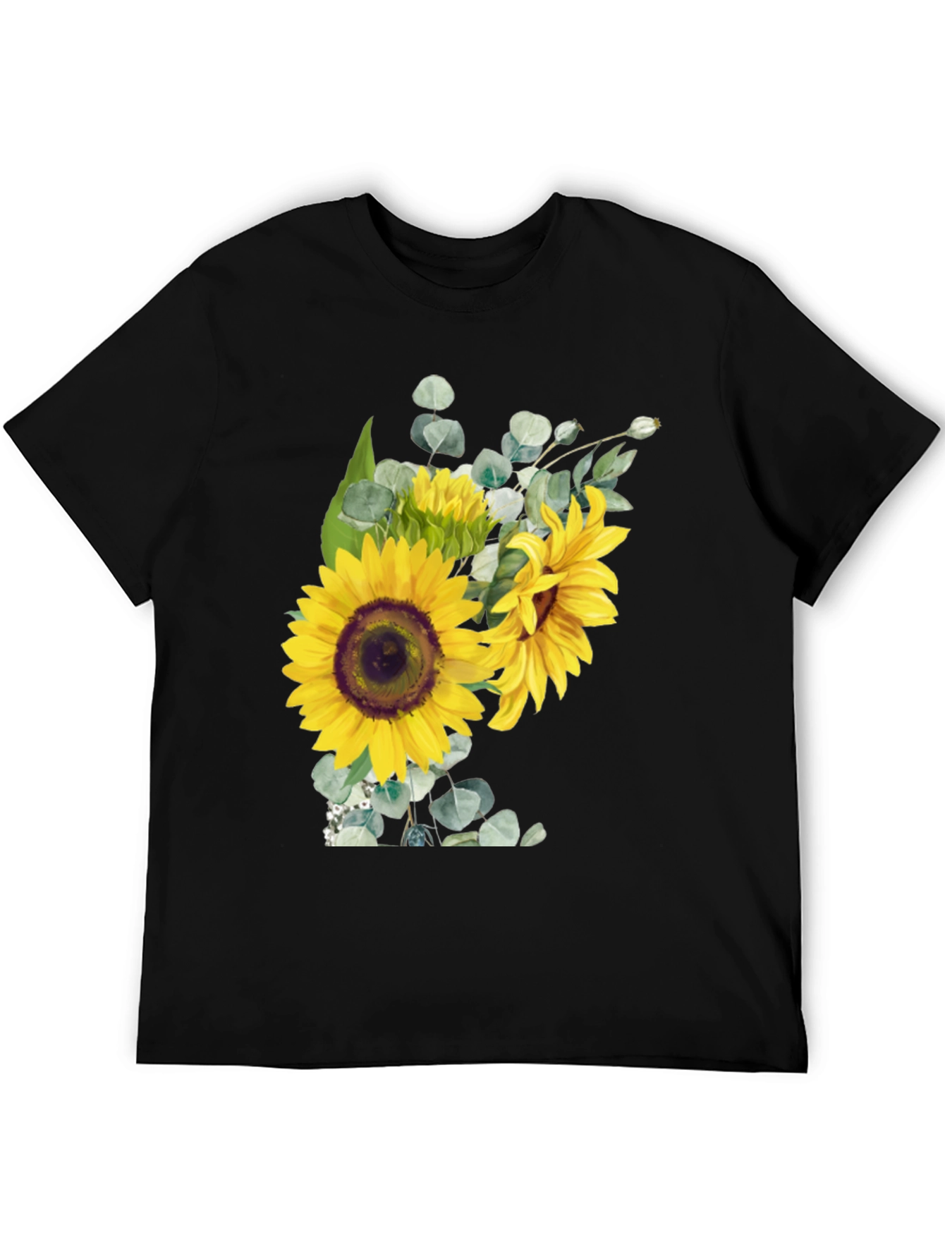 Sunflower Bouquet Graphic Tee - Black