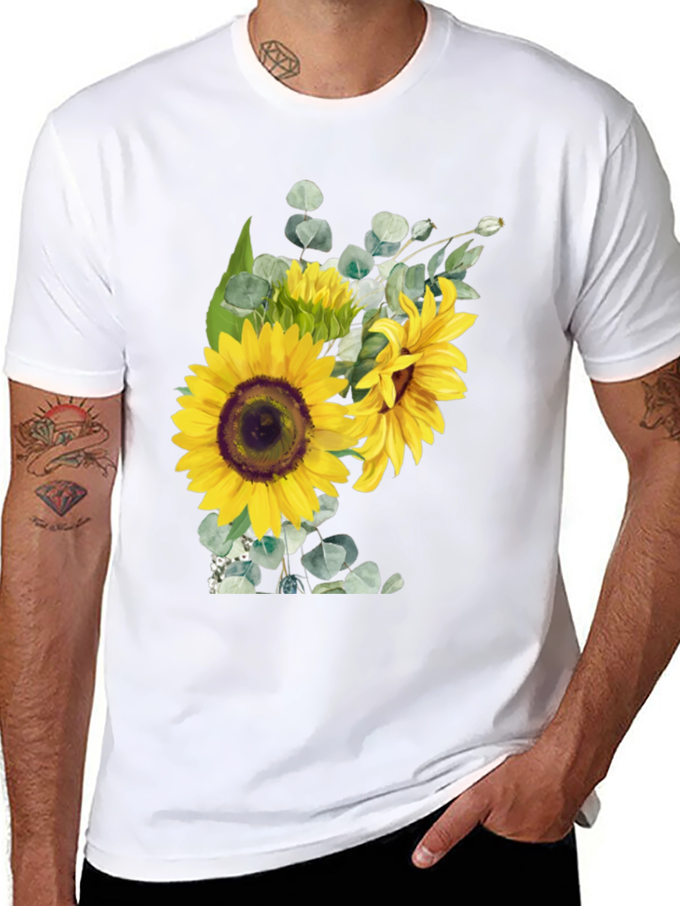 Sunflower Bouquet Graphic Tee - Black