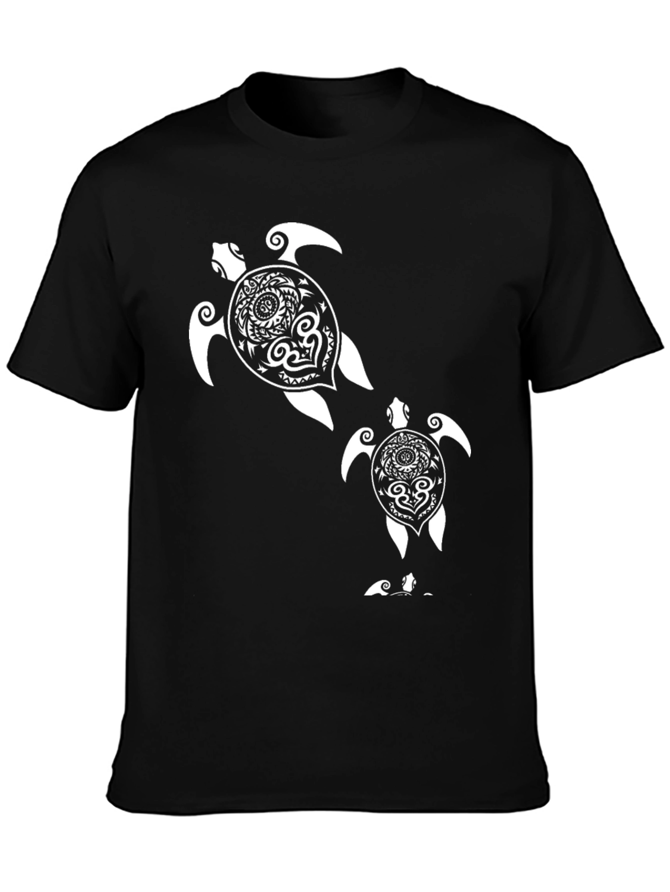 Turtle Graphic Tee - Black Cotton T-Shirt