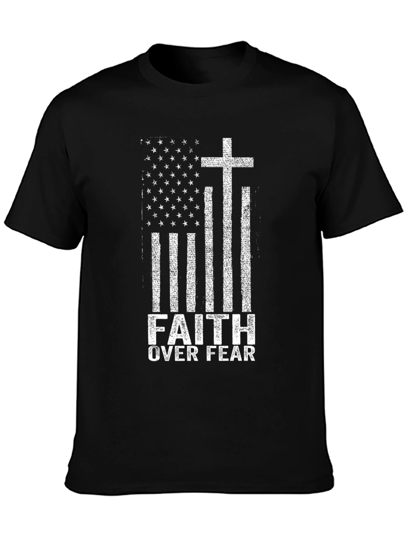 Faith Over Fear American Flag Cross Graphic T-Shirt