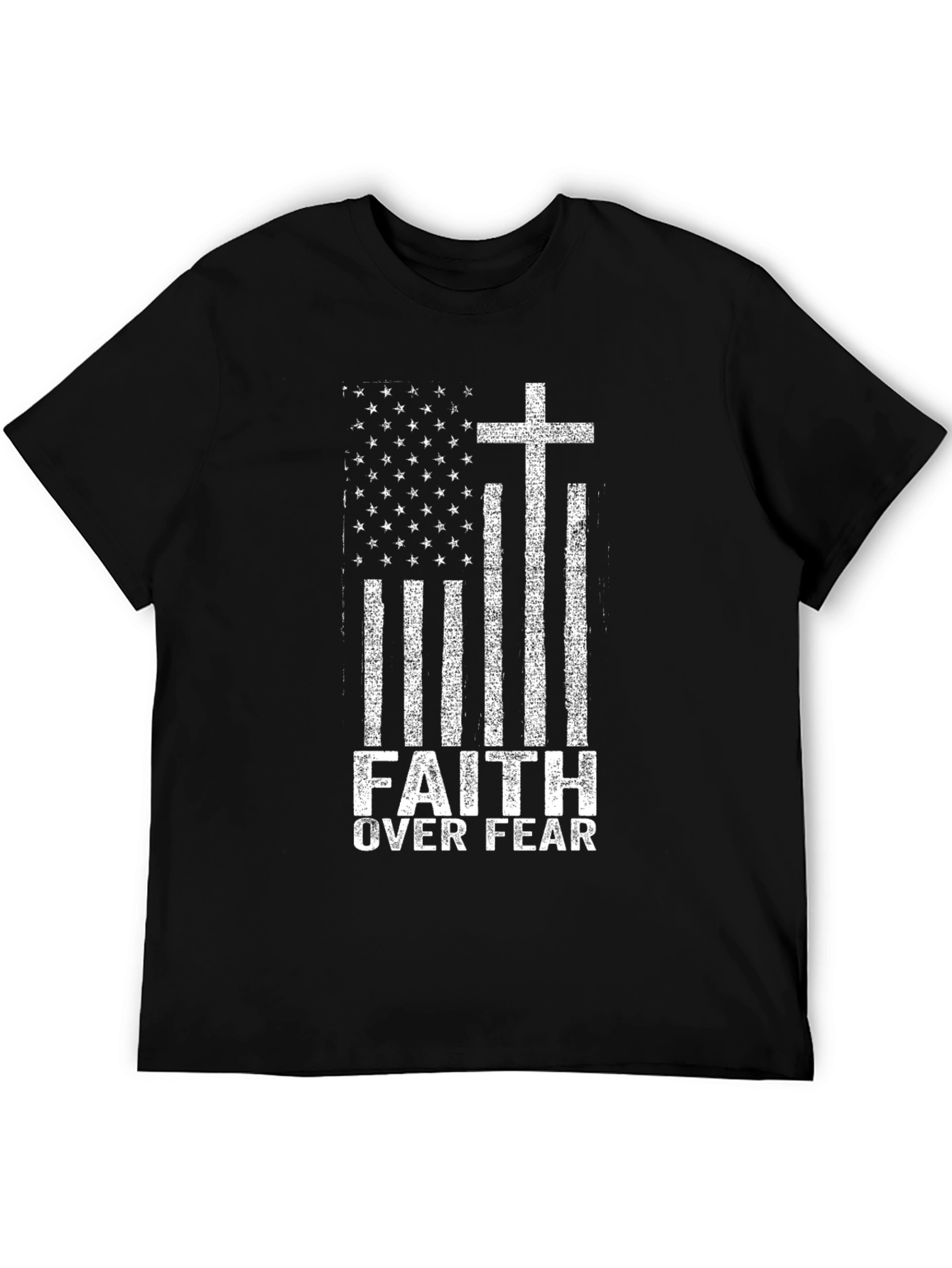 Faith Over Fear American Flag Cross Graphic T-Shirt