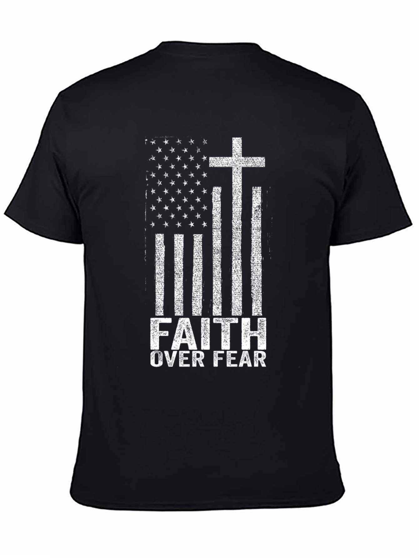 Faith Over Fear American Flag Cross Graphic T-Shirt