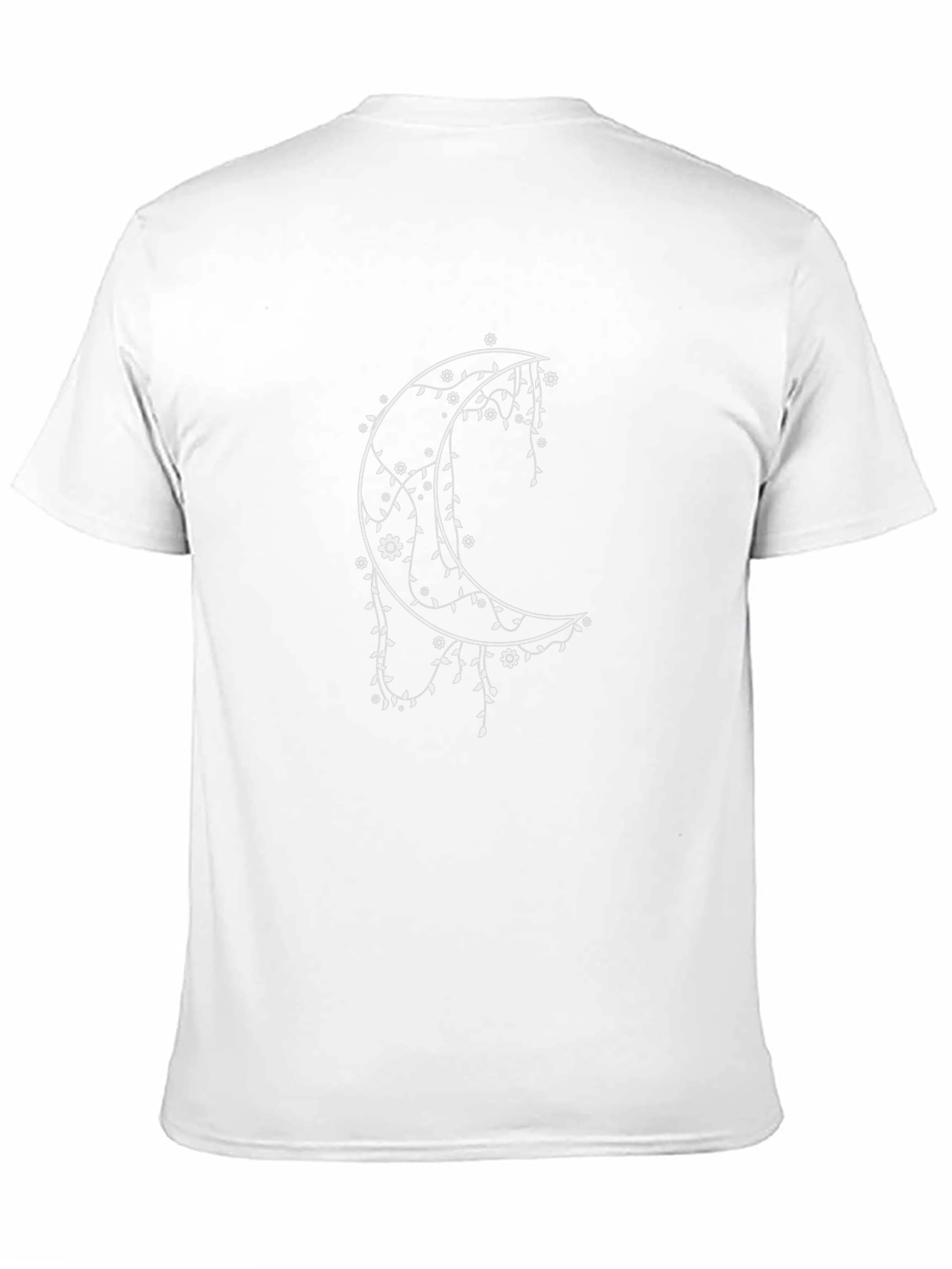 Floral Moon Graphic Tee - Black Cotton T-Shirt