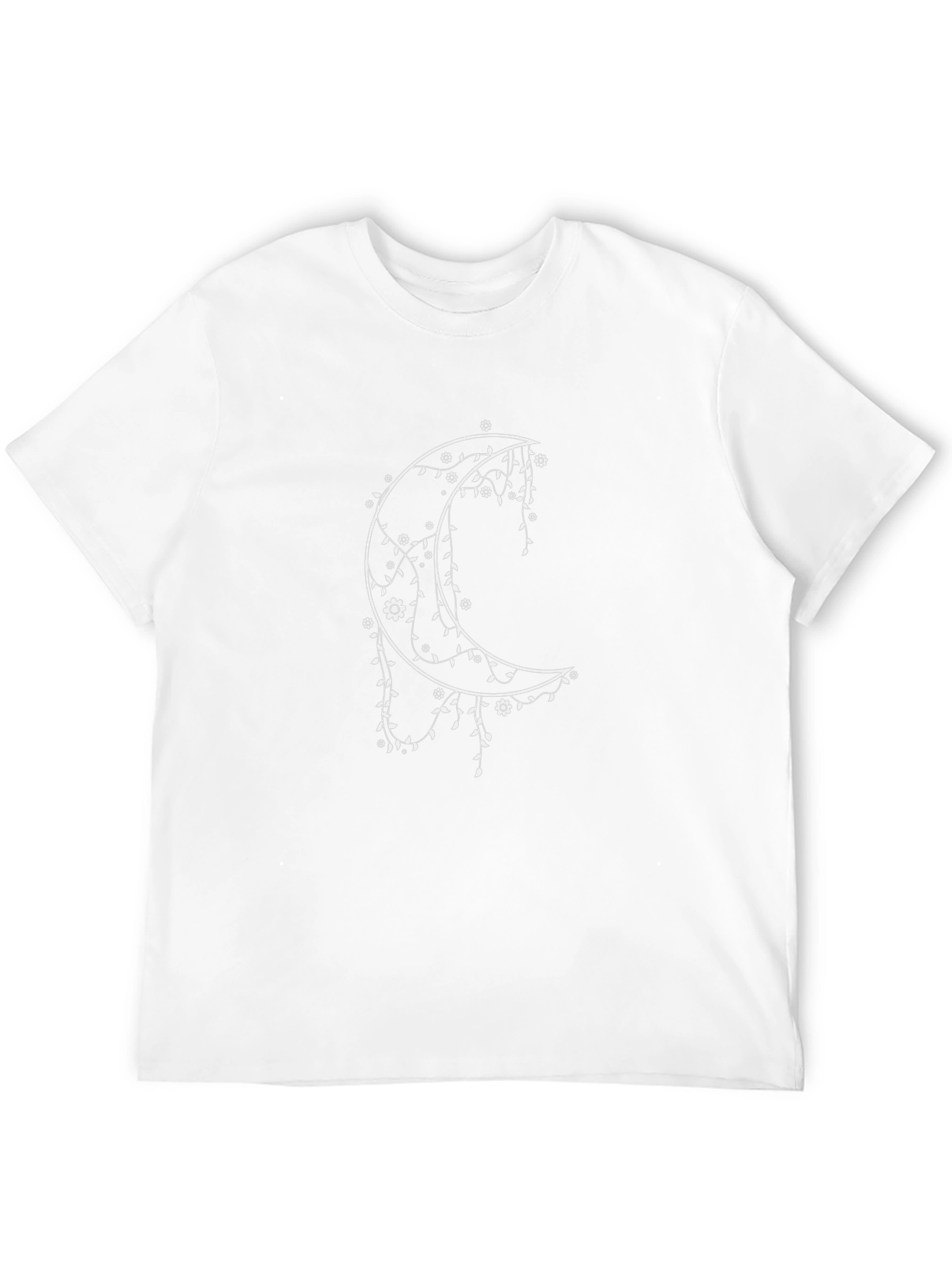 Floral Moon Graphic Tee - Black Cotton T-Shirt