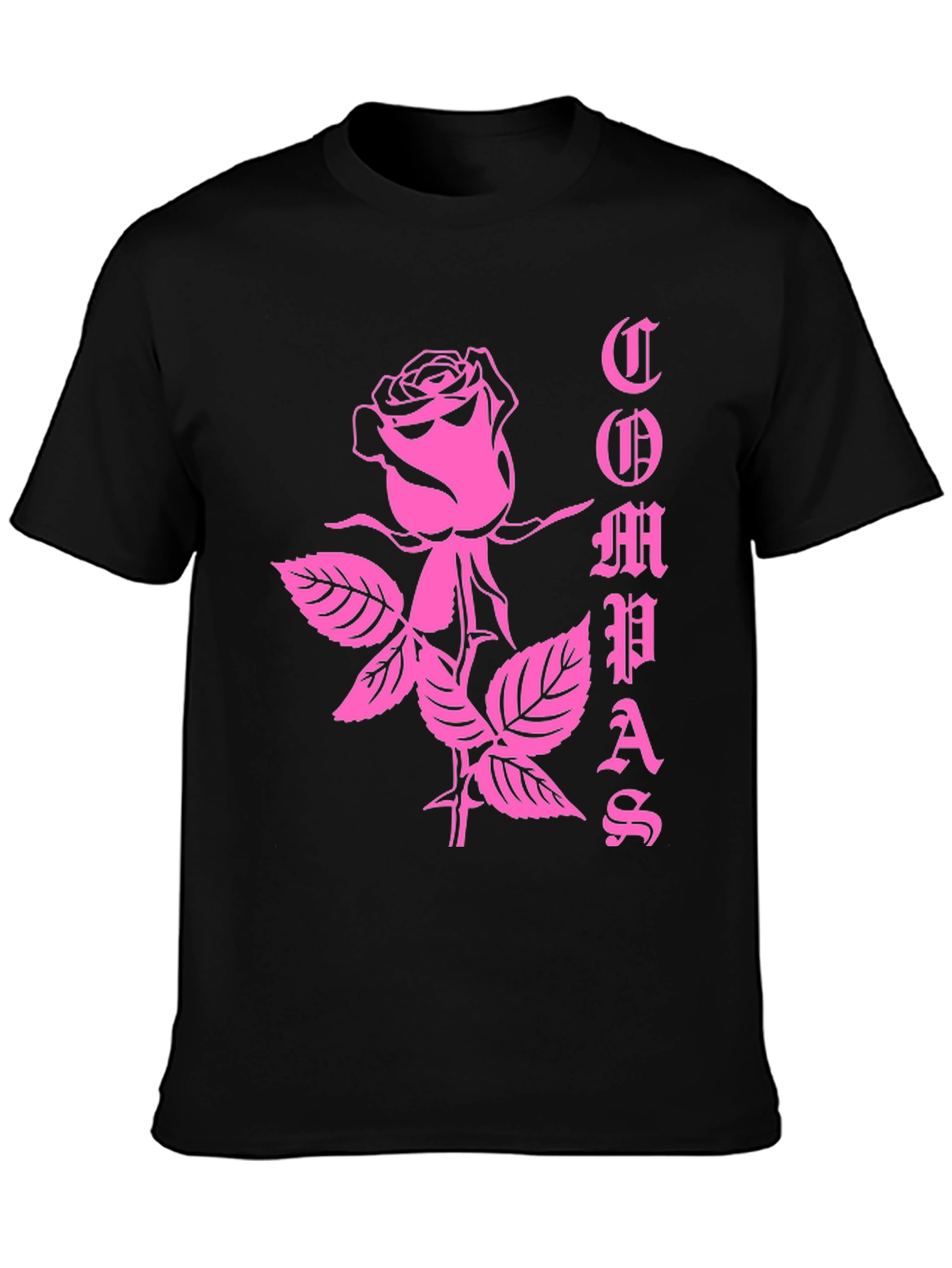 Rose Graphic Tee - Black Cotton T-Shirt