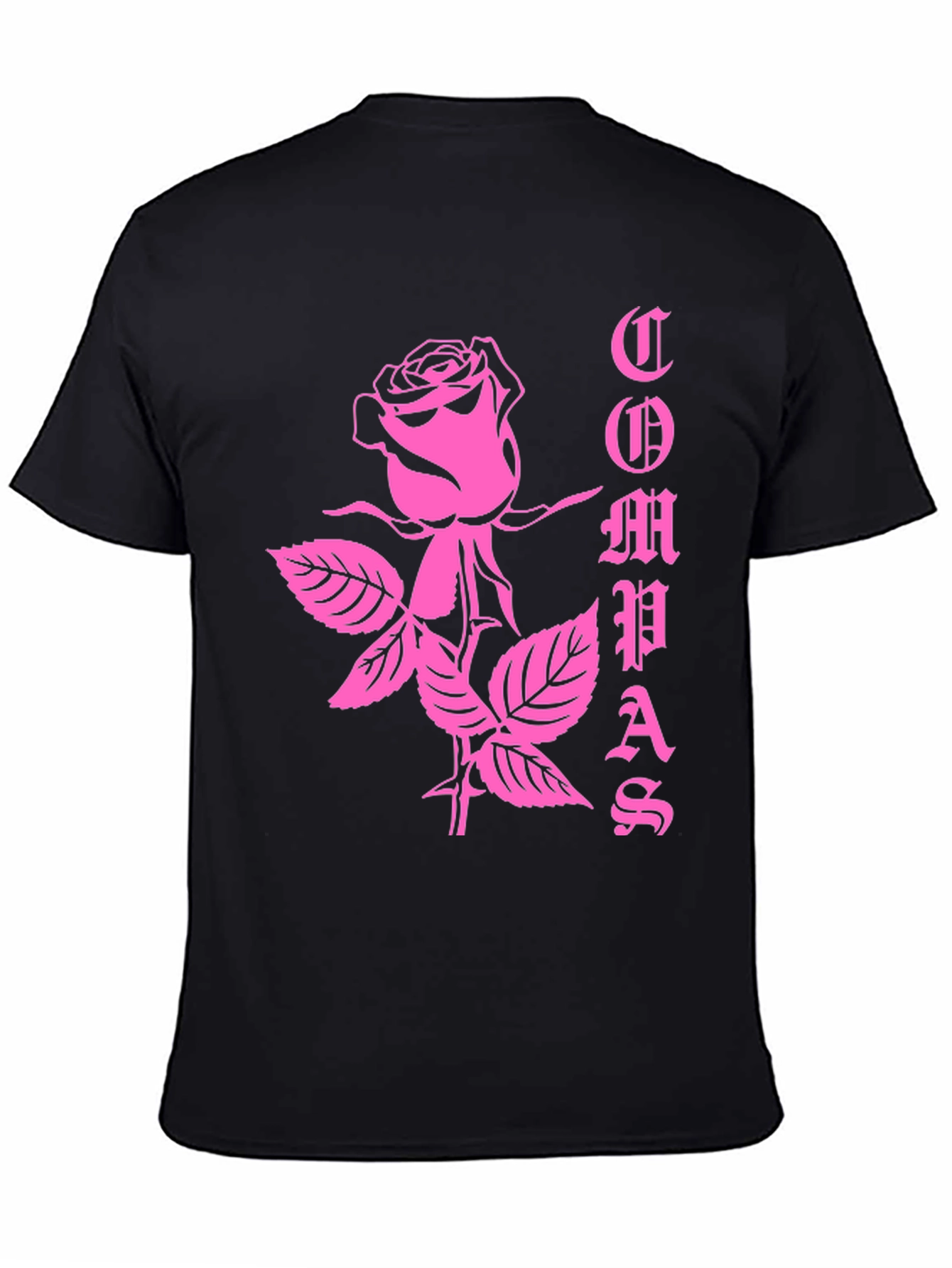 Rose Graphic Tee - Black Cotton T-Shirt