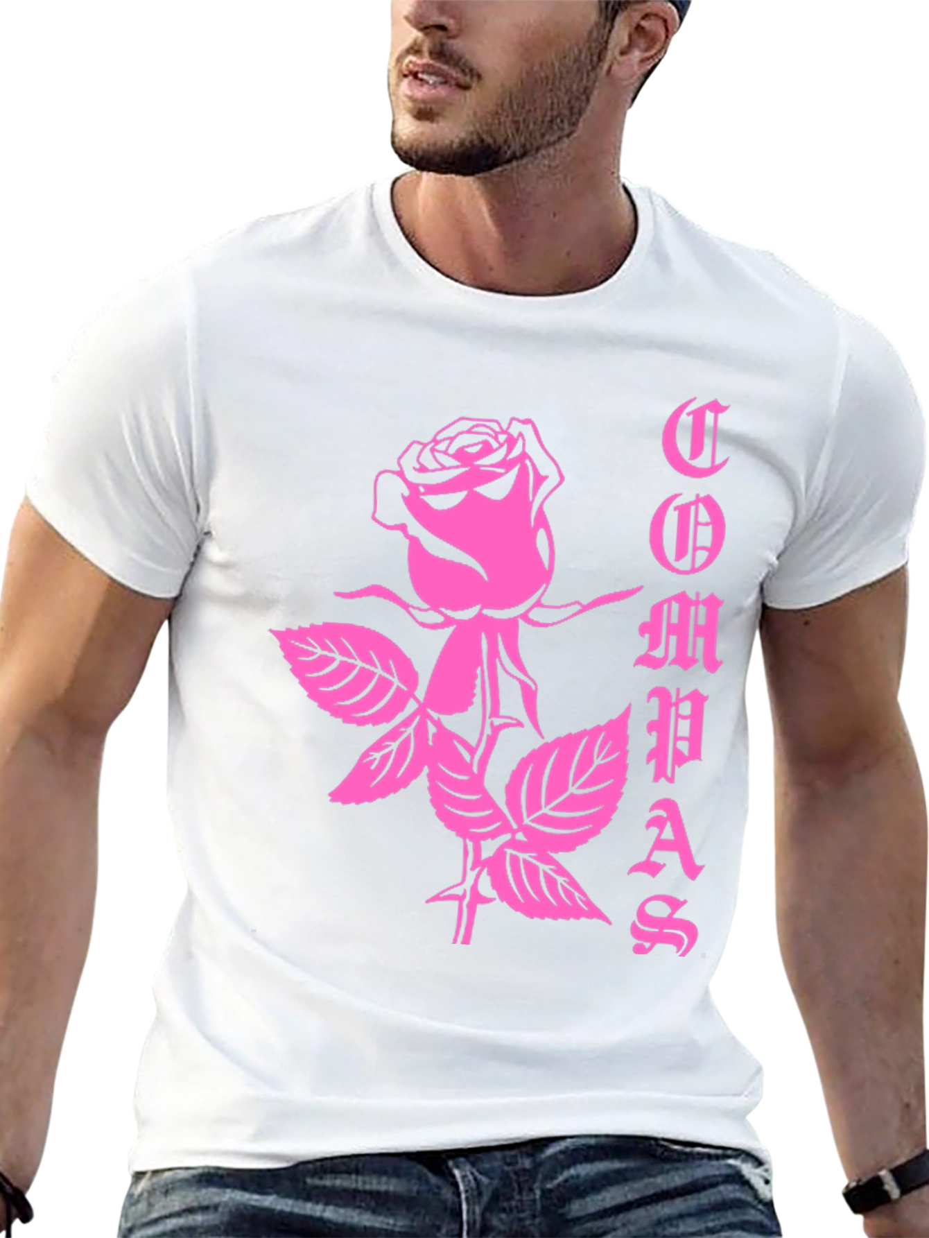 Rose Graphic Tee - Black Cotton T-Shirt