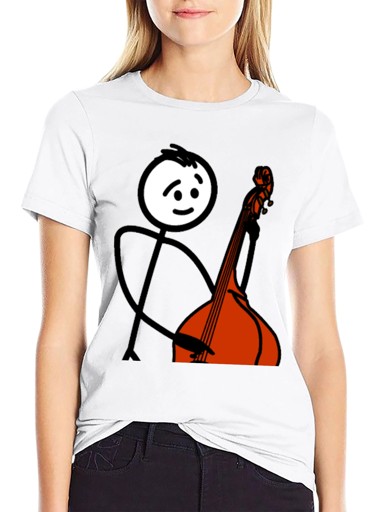 Stick Figure Bass Player Graphic Tee