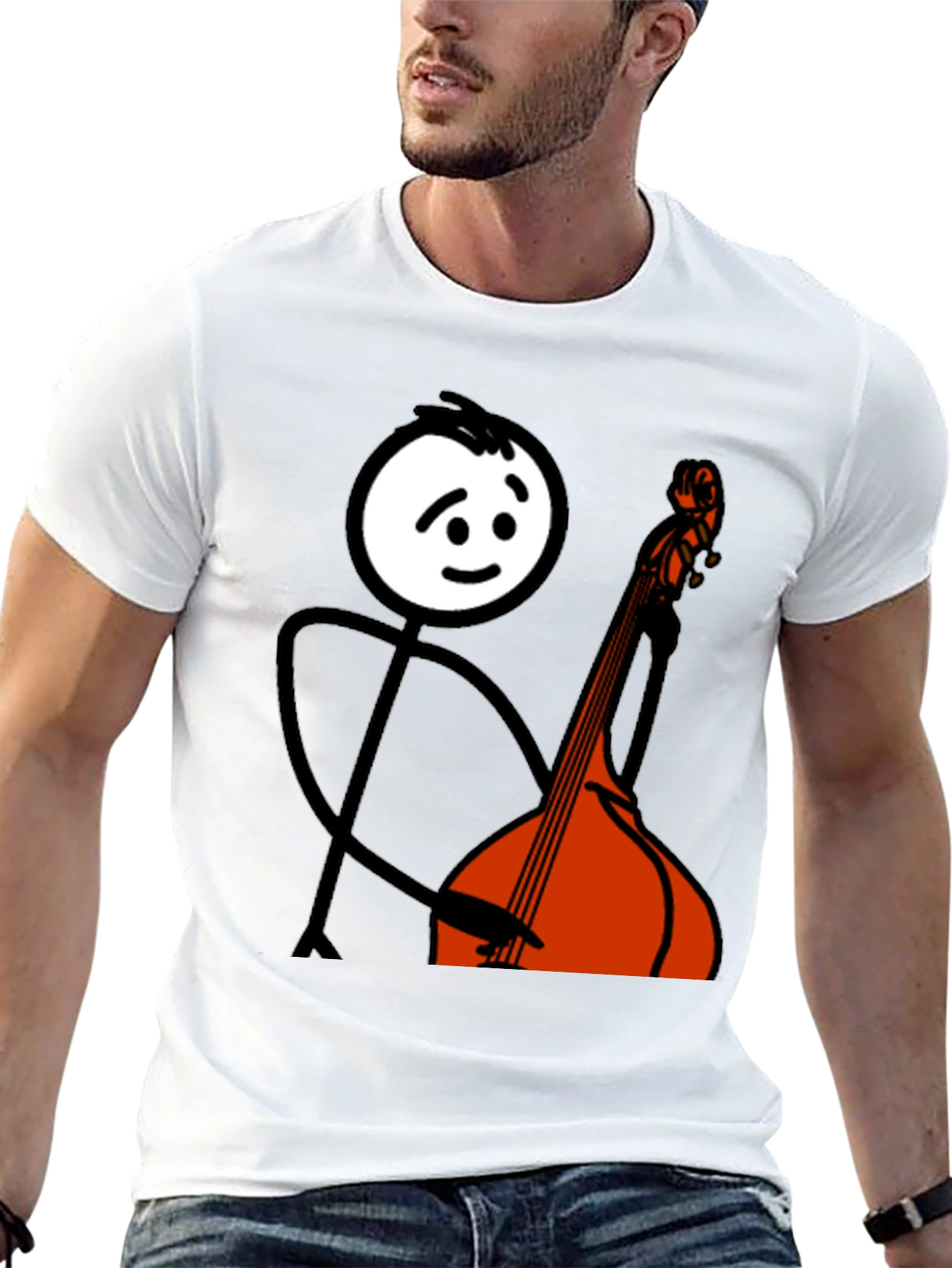 Stick Figure Bass Player Graphic Tee