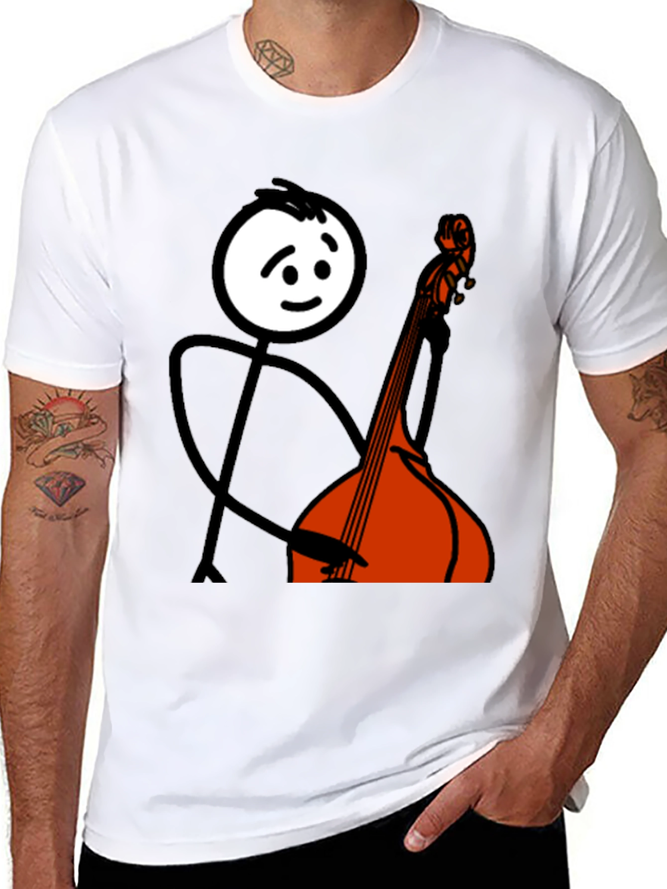 Stick Figure Bass Player Graphic Tee