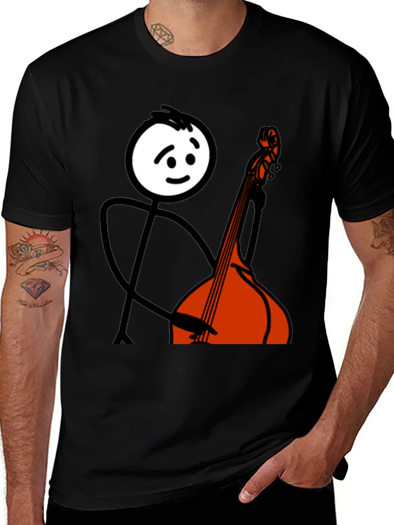 Stick Figure Bass Player Graphic Tee