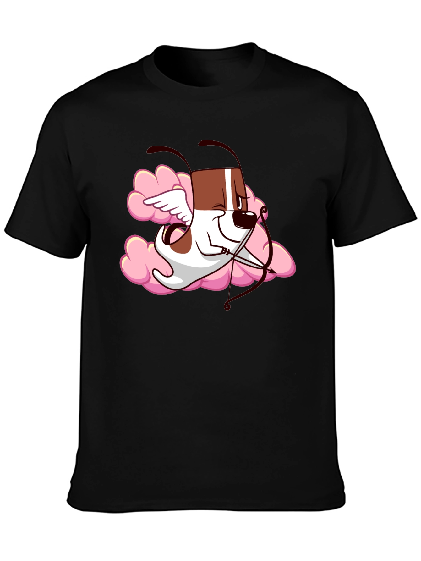 Cupid Dog Graphic T-Shirt - Black